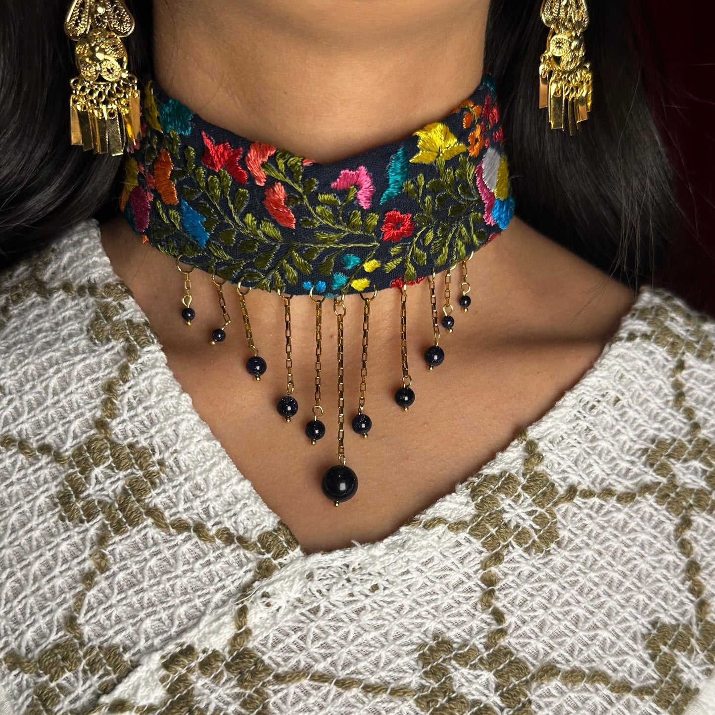 San Antonino Blue Aventurine Crystal Choker San Antonino Blue Aventurine Crystal Choker