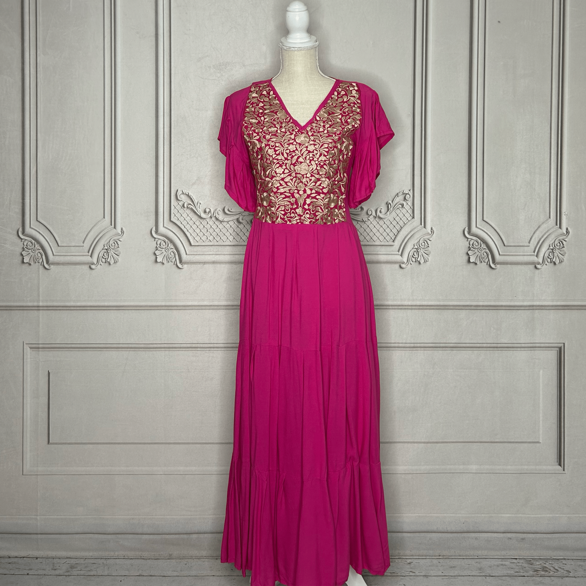 San Antonino Butterfly Sleeve Tiered Midi Dress San Antonino Butterfly Sleeve Tiered Midi Dress