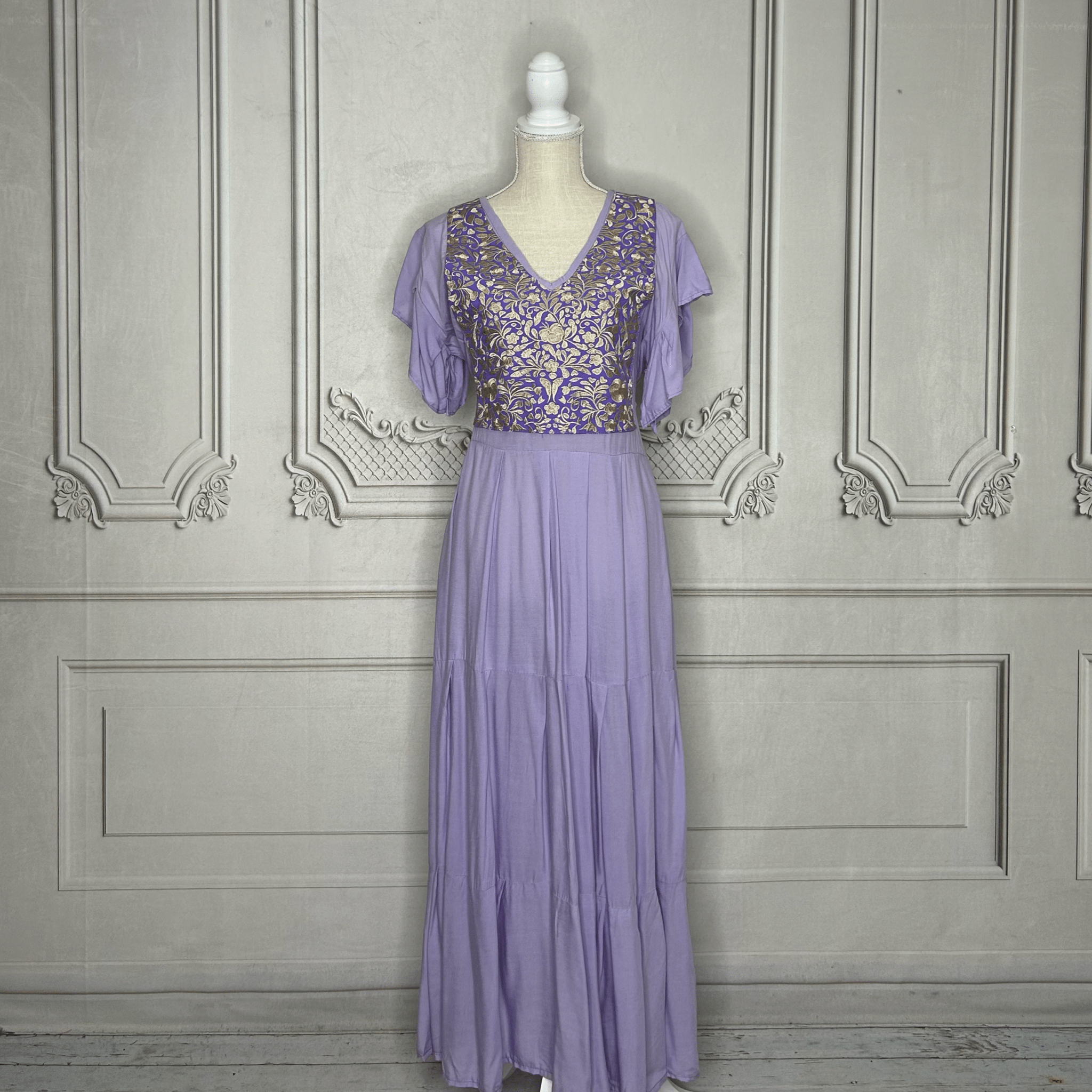 San Antonino Butterfly Sleeve Tiered Midi Dress San Antonino Butterfly Sleeve Tiered Midi Dress