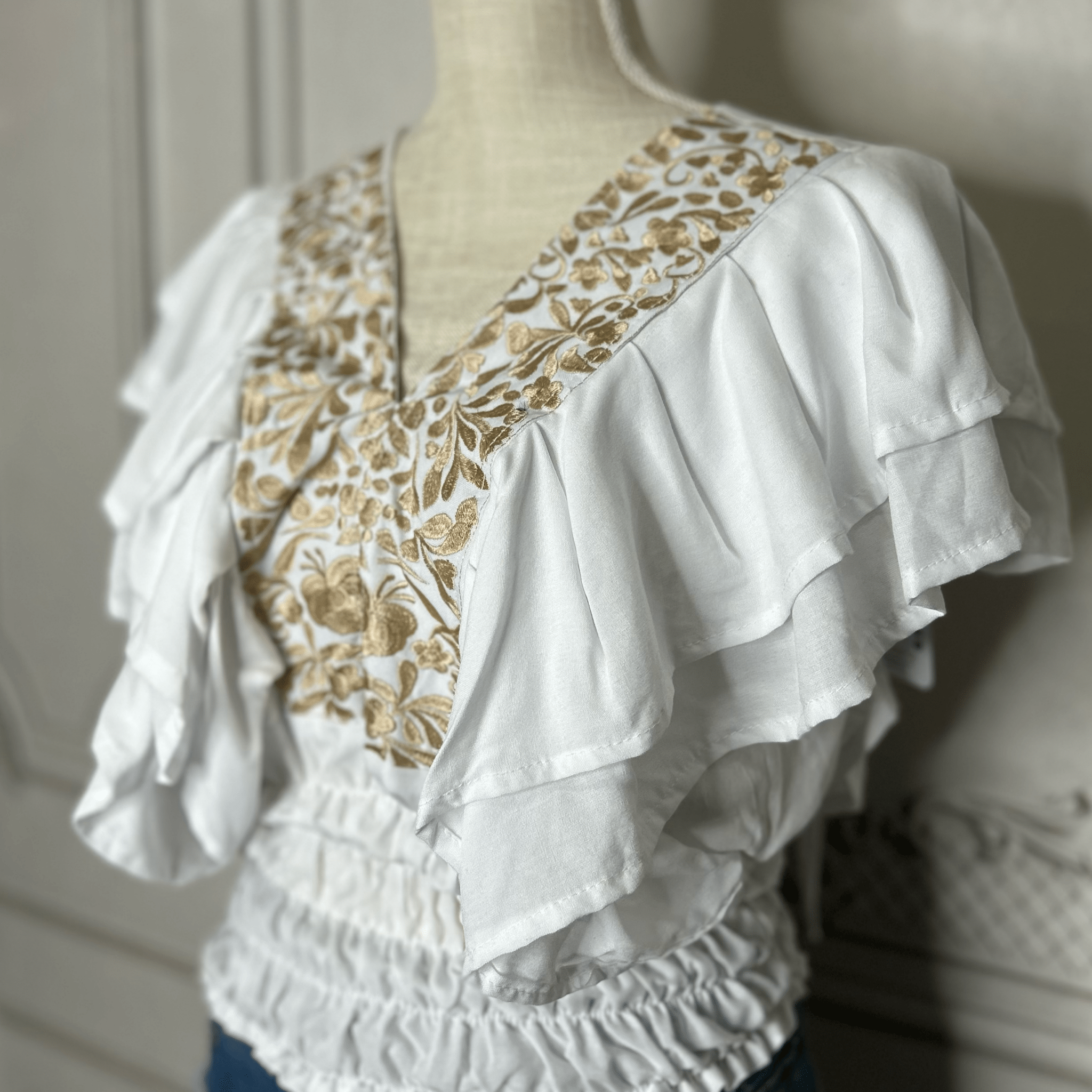 San Antonino Butterfly Sleeve V-Neck Crop Top San Antonino Butterfly Sleeve V-Neck Crop Top