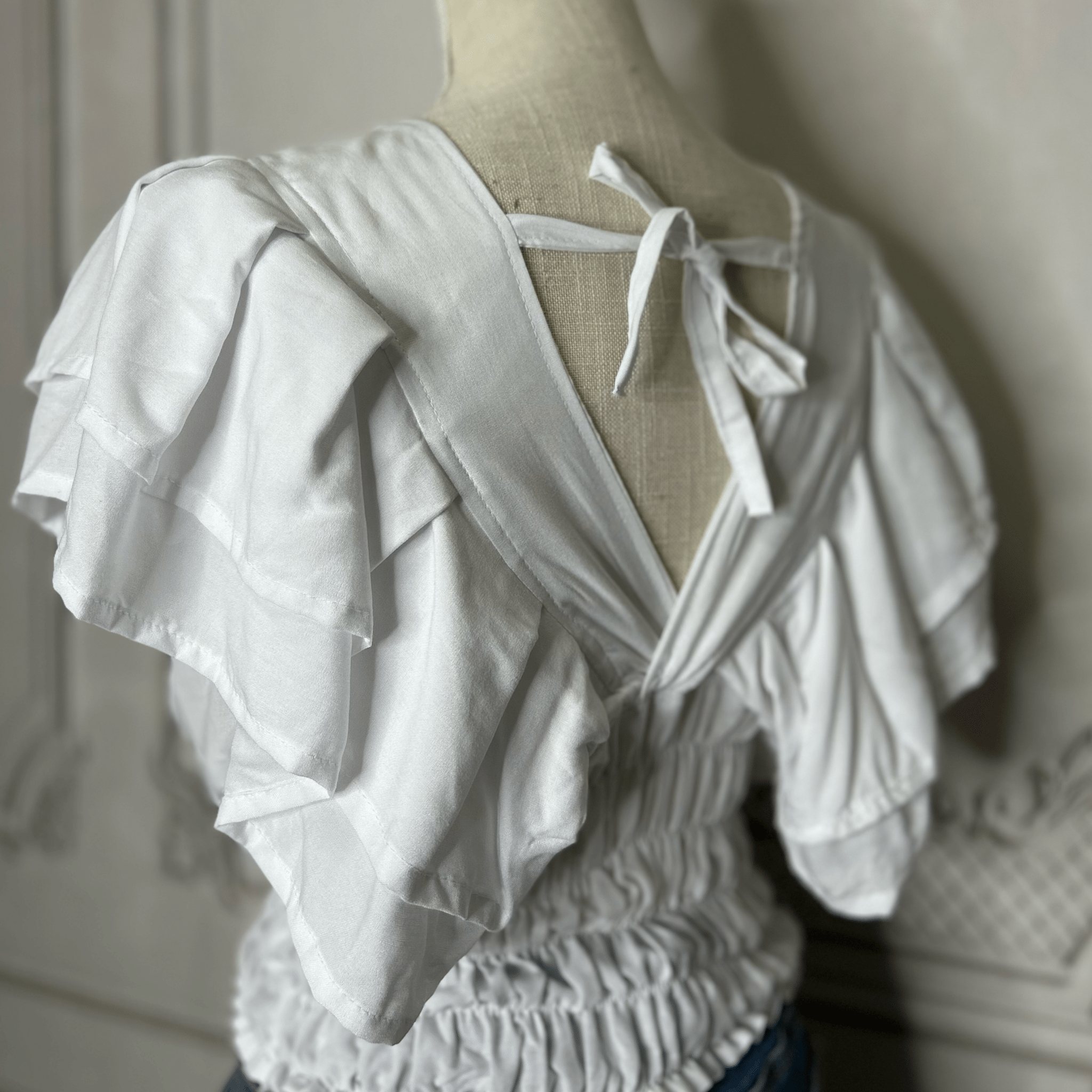 San Antonino Butterfly Sleeve V-Neck Crop Top San Antonino Butterfly Sleeve V-Neck Crop Top