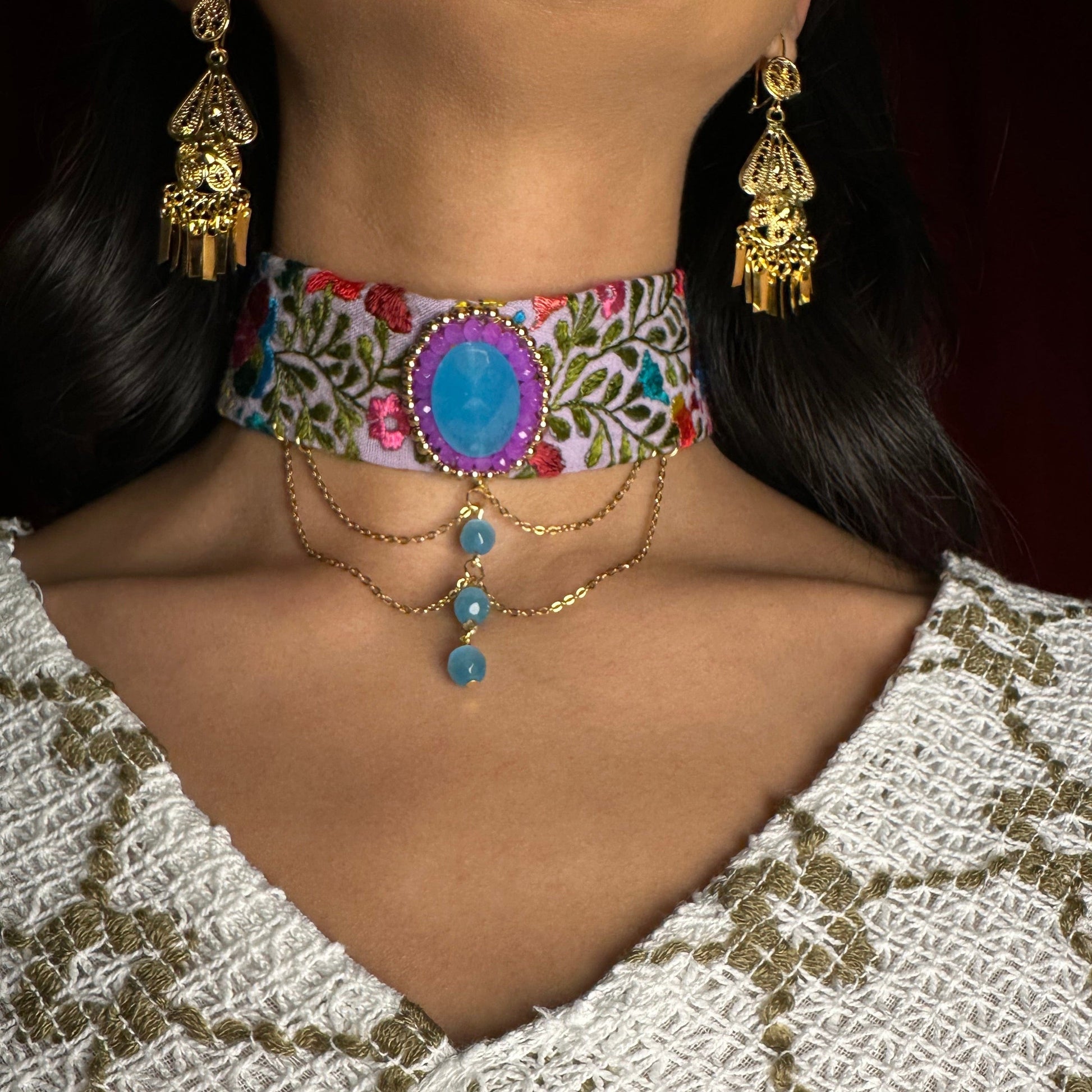San Antonino Embroidered Crystal Choker San Antonino Embroidered Crystal Choker