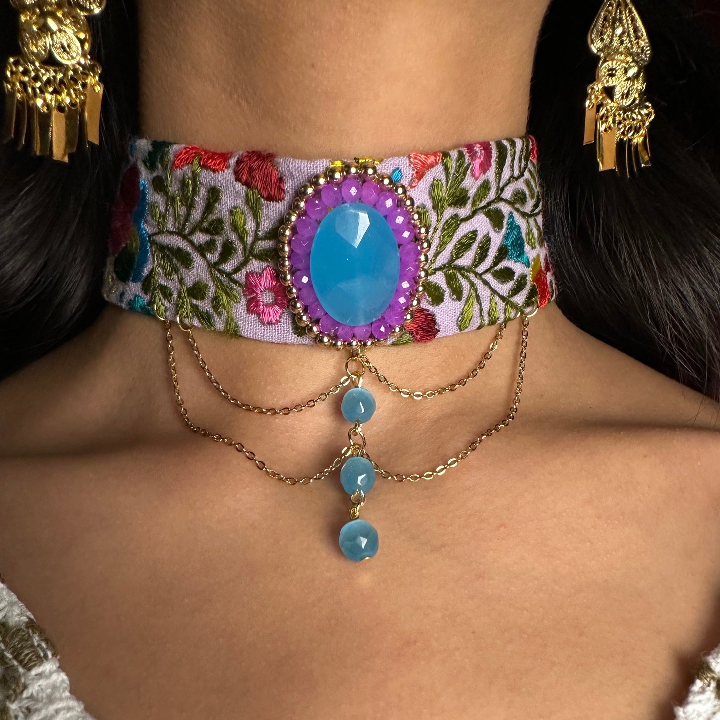 San Antonino Embroidered Crystal Choker San Antonino Embroidered Crystal Choker