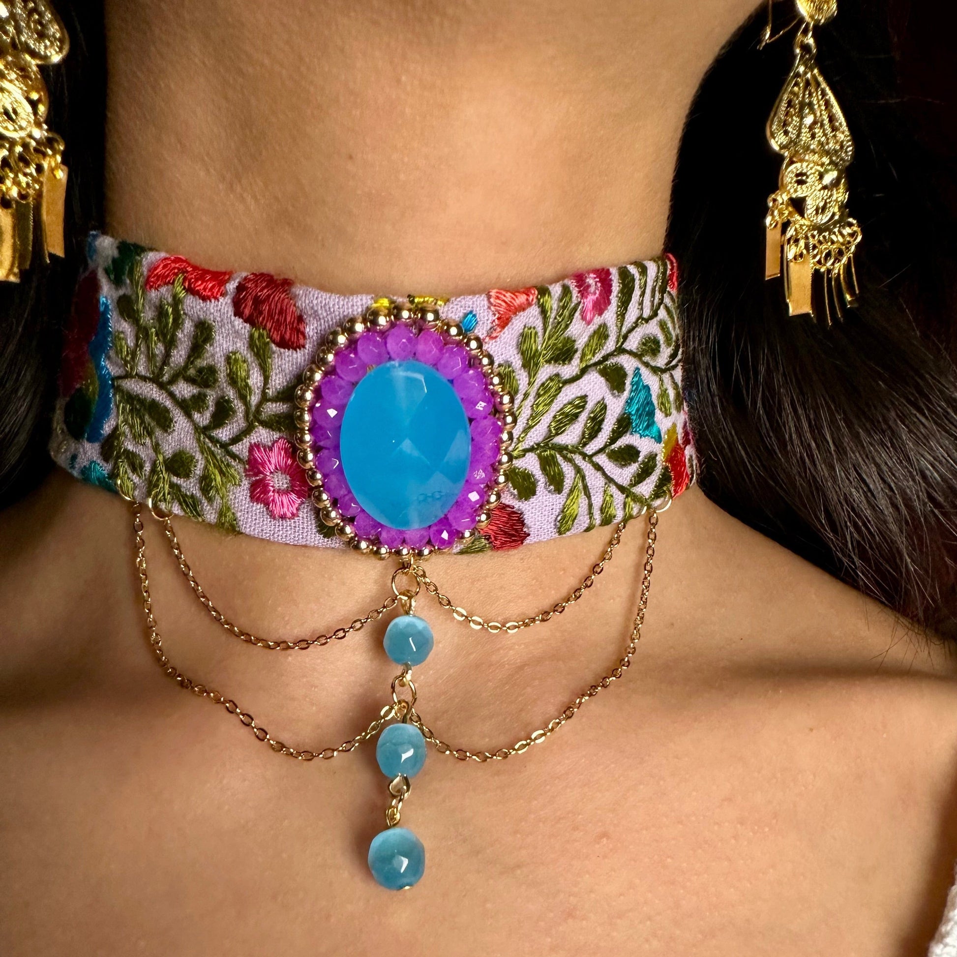 San Antonino Embroidered Crystal Choker San Antonino Embroidered Crystal Choker