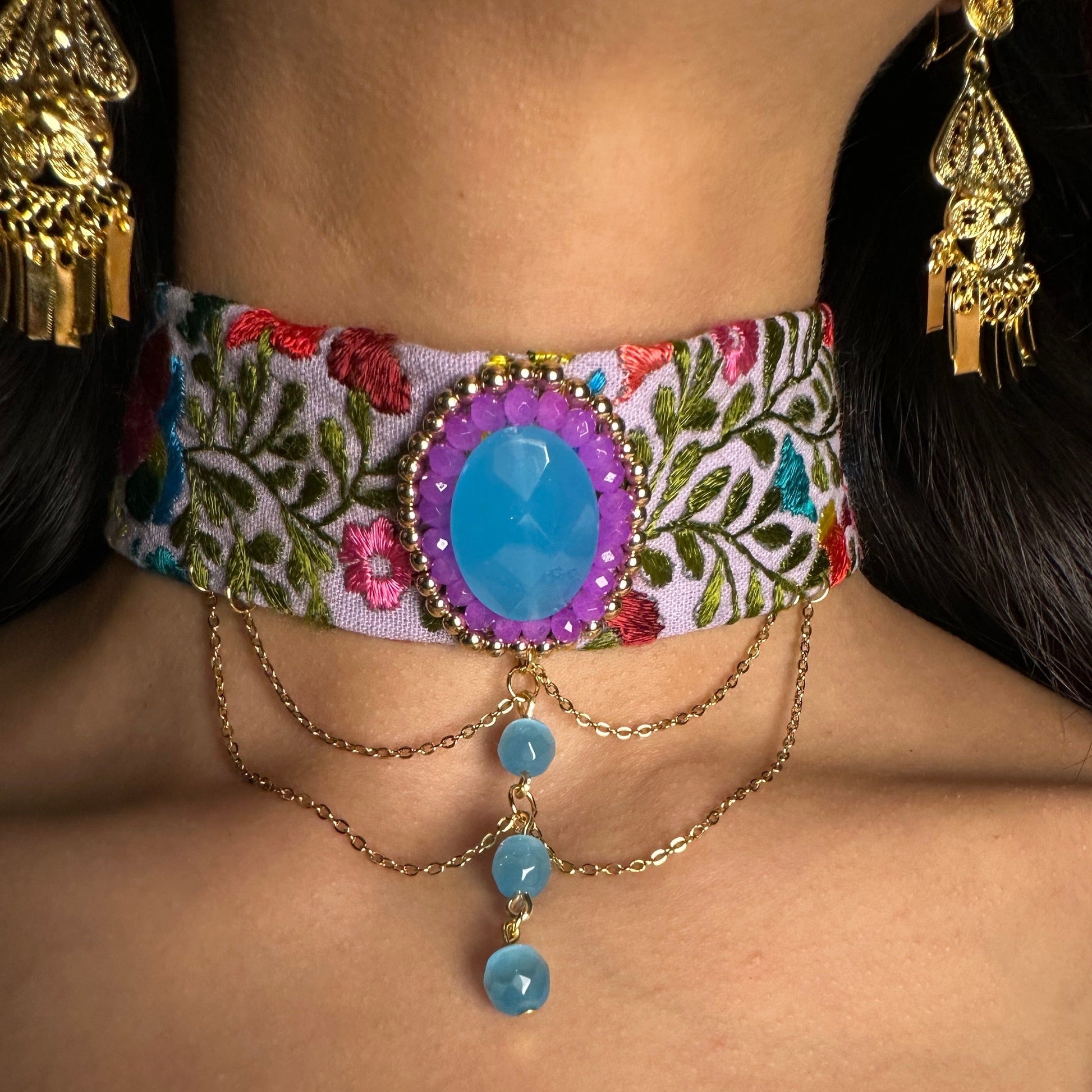 San Antonino Embroidered Crystal Choker San Antonino Embroidered Crystal Choker
