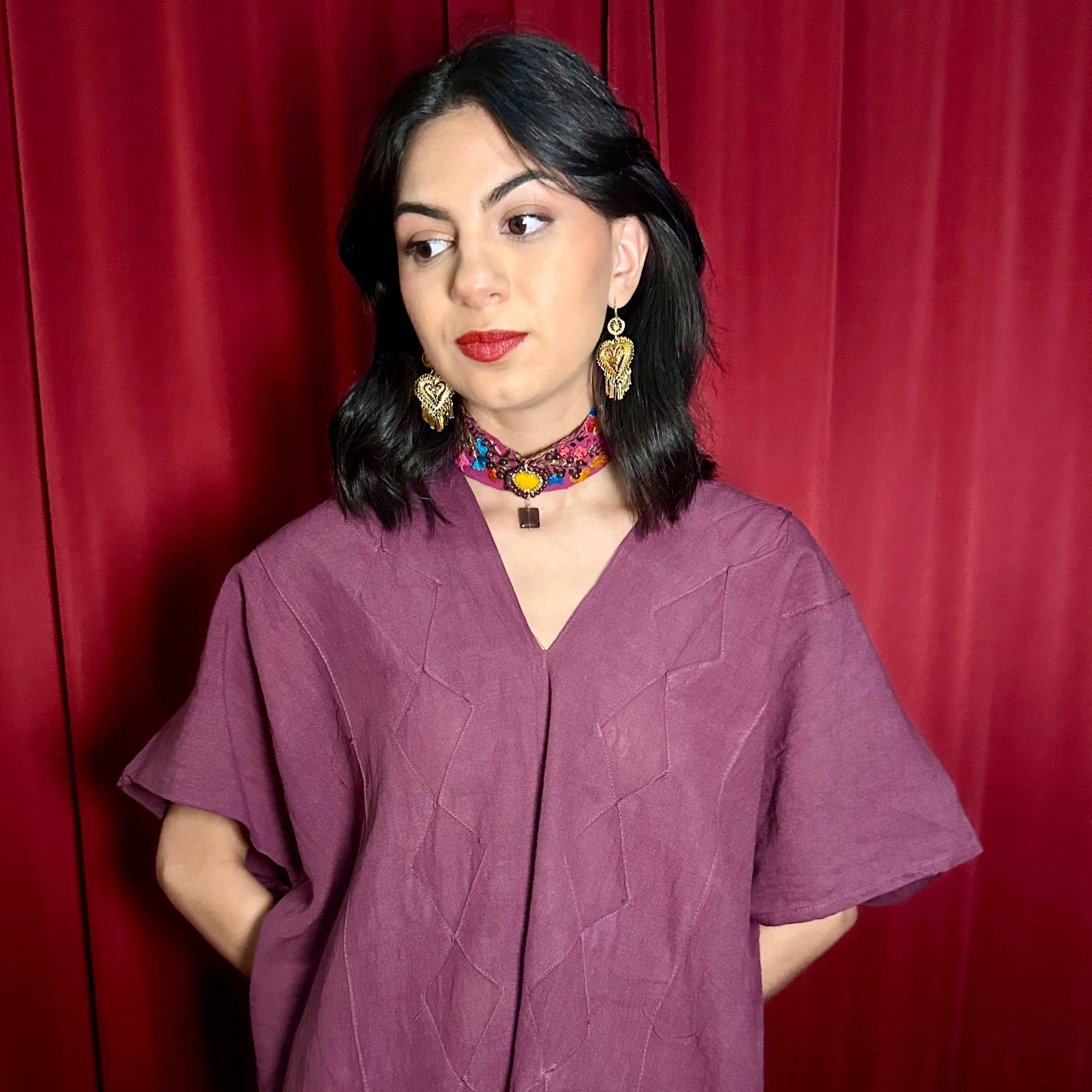 San Antonino Embroidered Garnet Crystal Choker San Antonino Embroidered Garnet Crystal Choker