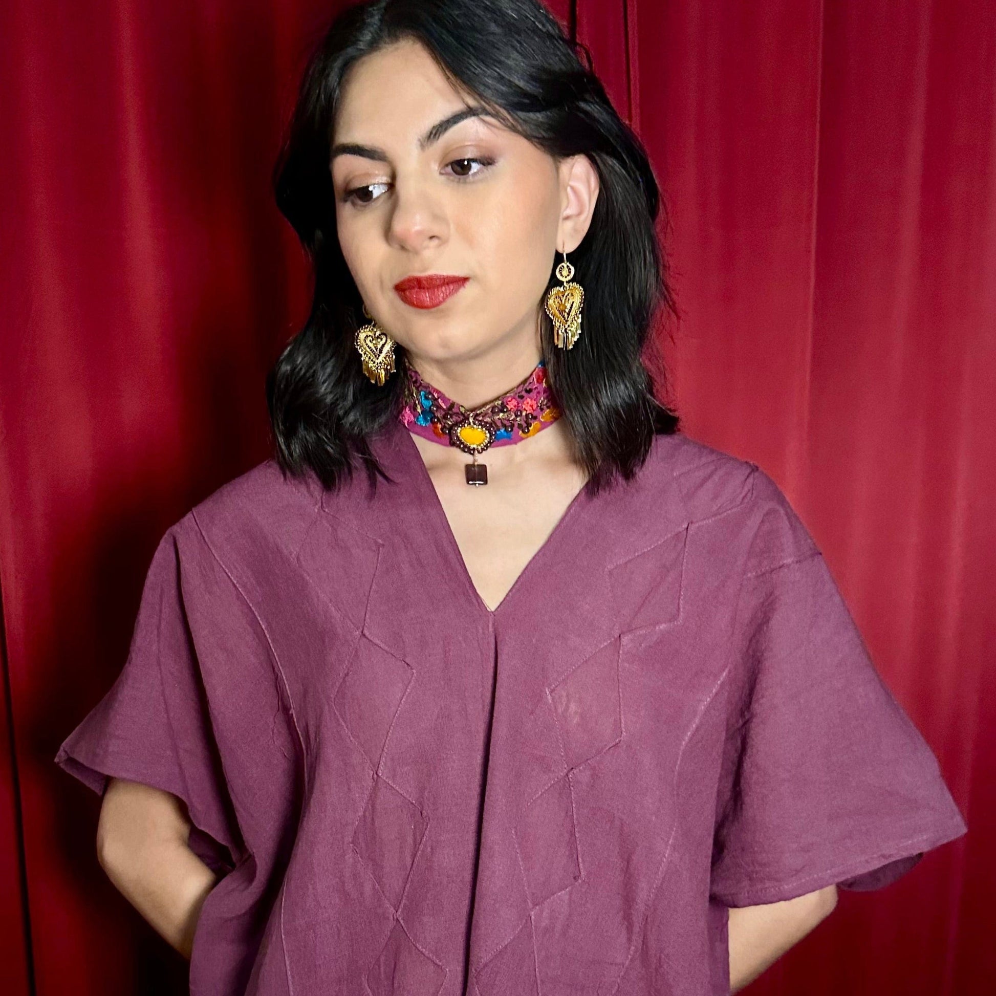 San Antonino Embroidered Garnet Crystal Choker San Antonino Embroidered Garnet Crystal Choker