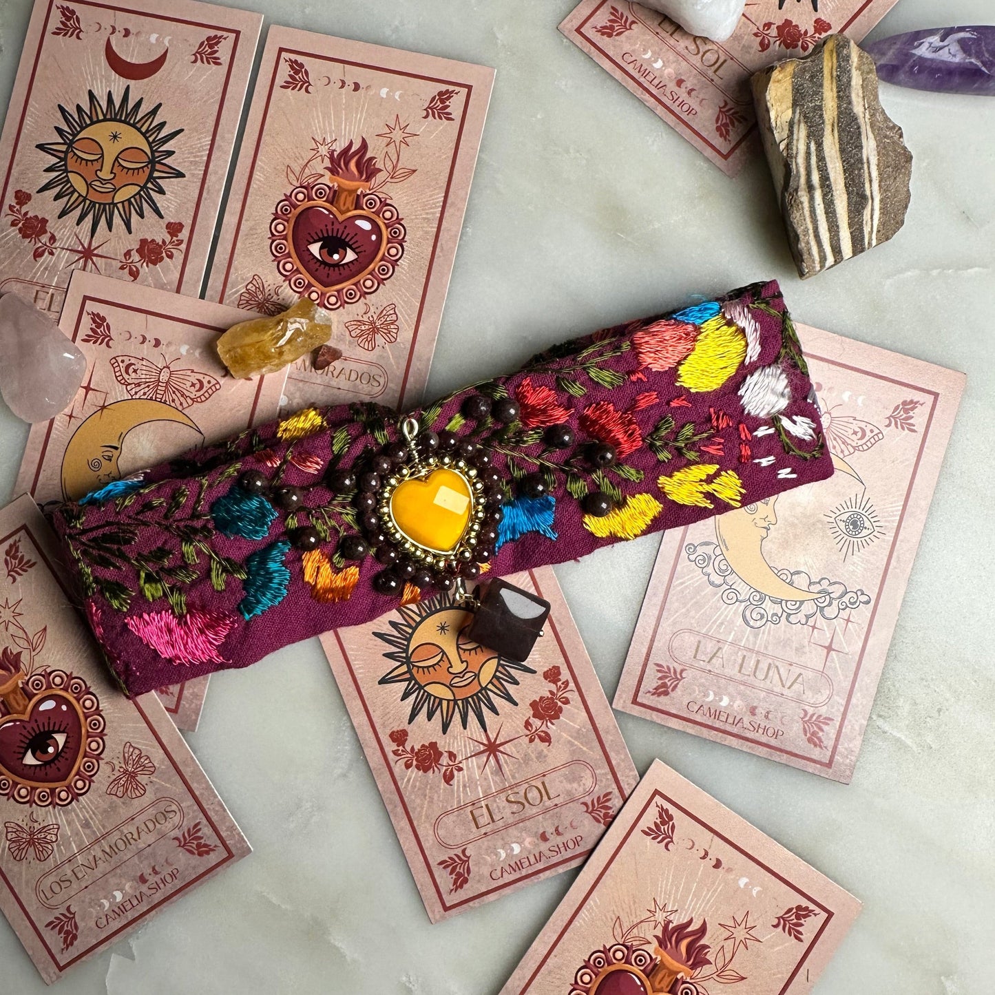 San Antonino Embroidered Garnet Crystal Choker San Antonino Embroidered Garnet Crystal Choker