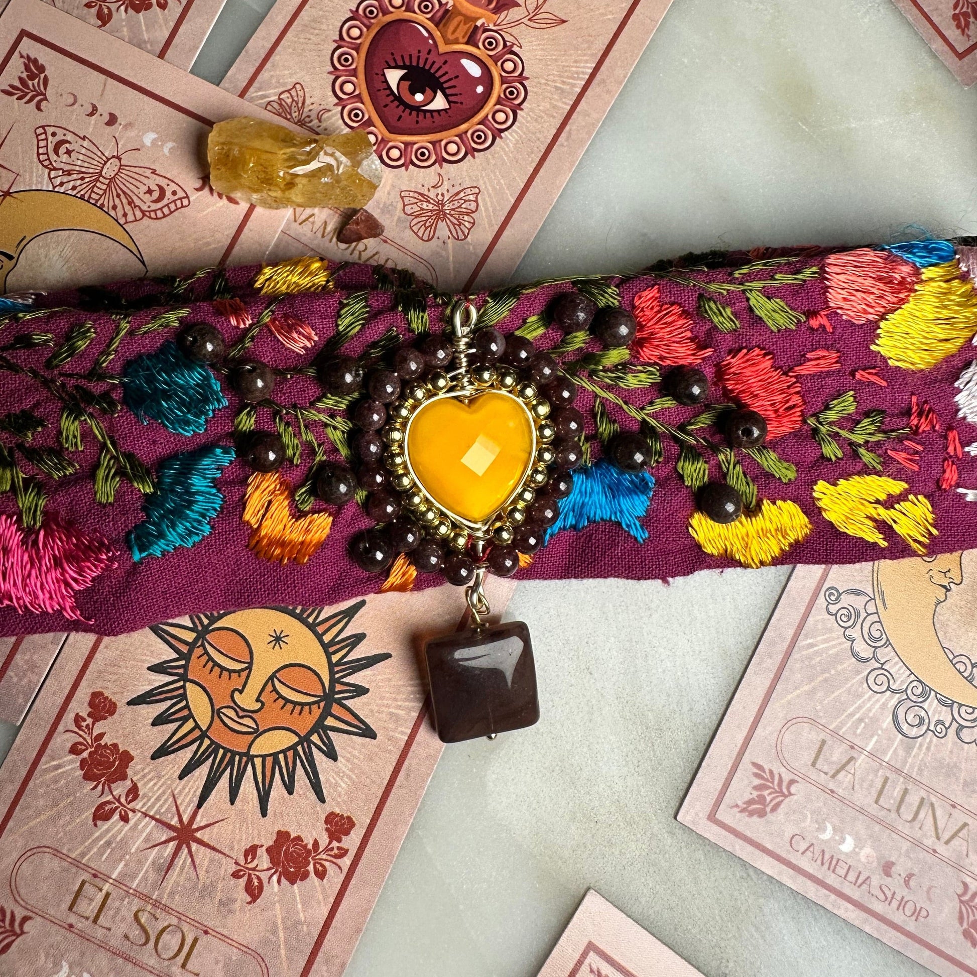 San Antonino Embroidered Garnet Crystal Choker San Antonino Embroidered Garnet Crystal Choker