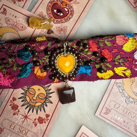 San Antonino Embroidered Garnet Crystal Choker San Antonino Embroidered Garnet Crystal Choker