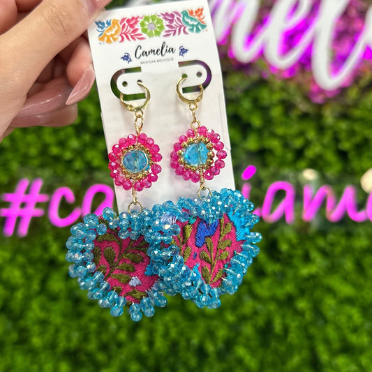 San Antonino Embroidered Heart Beaded Earrings San Antonino Embroidered Heart Beaded Earrings