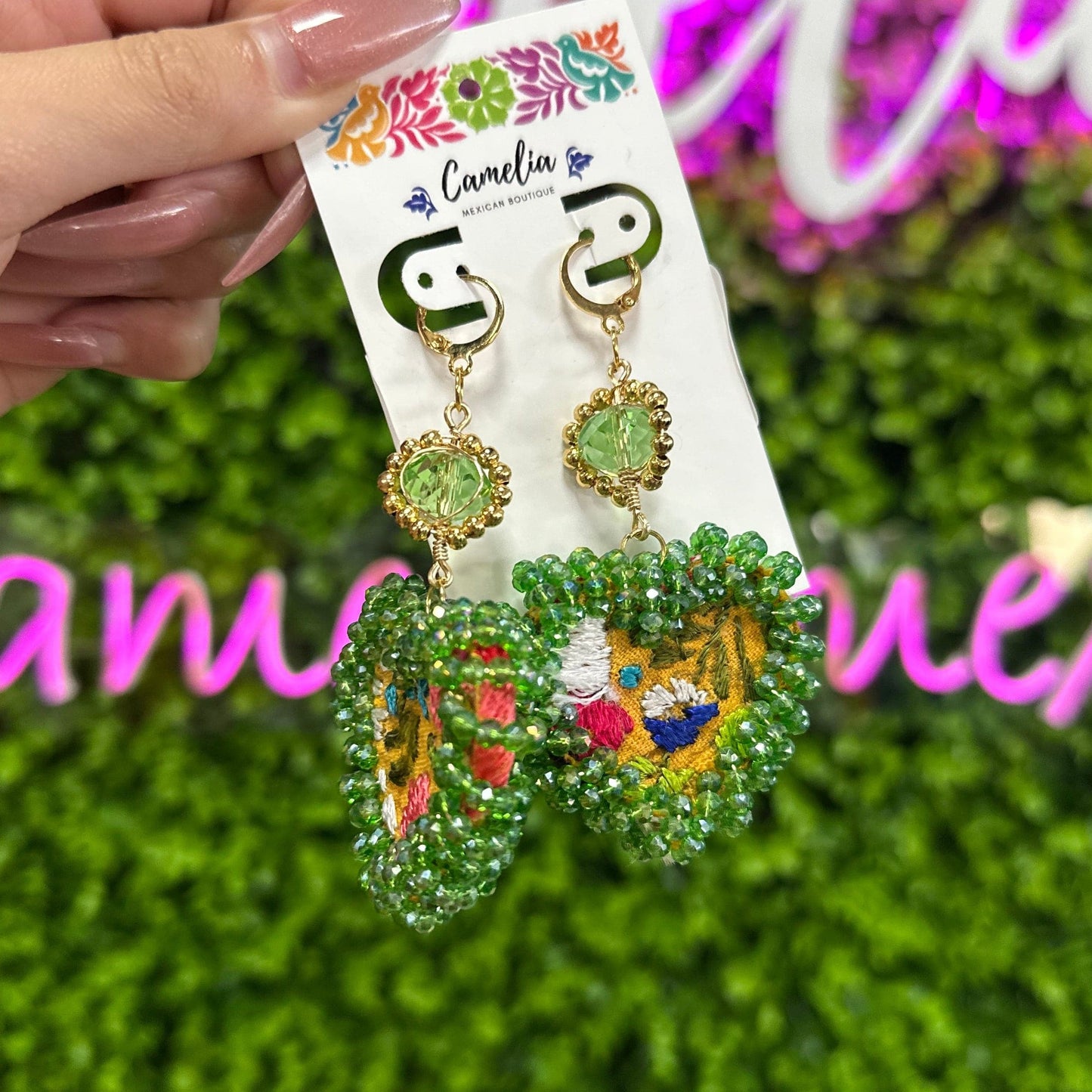 San Antonino Embroidered Heart Beaded Earrings San Antonino Embroidered Heart Beaded Earrings