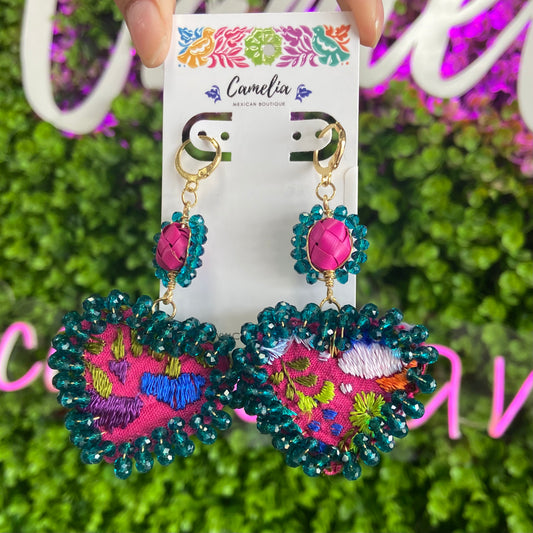 San Antonino Embroidered Heart Beaded Earrings San Antonino Embroidered Heart Beaded Earrings