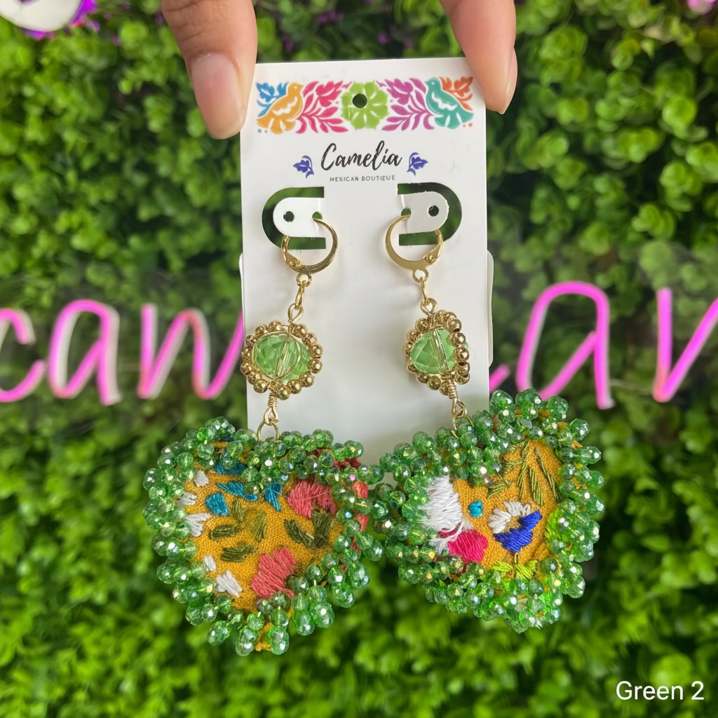 San Antonino Embroidered Heart Beaded Earrings San Antonino Embroidered Heart Beaded Earrings