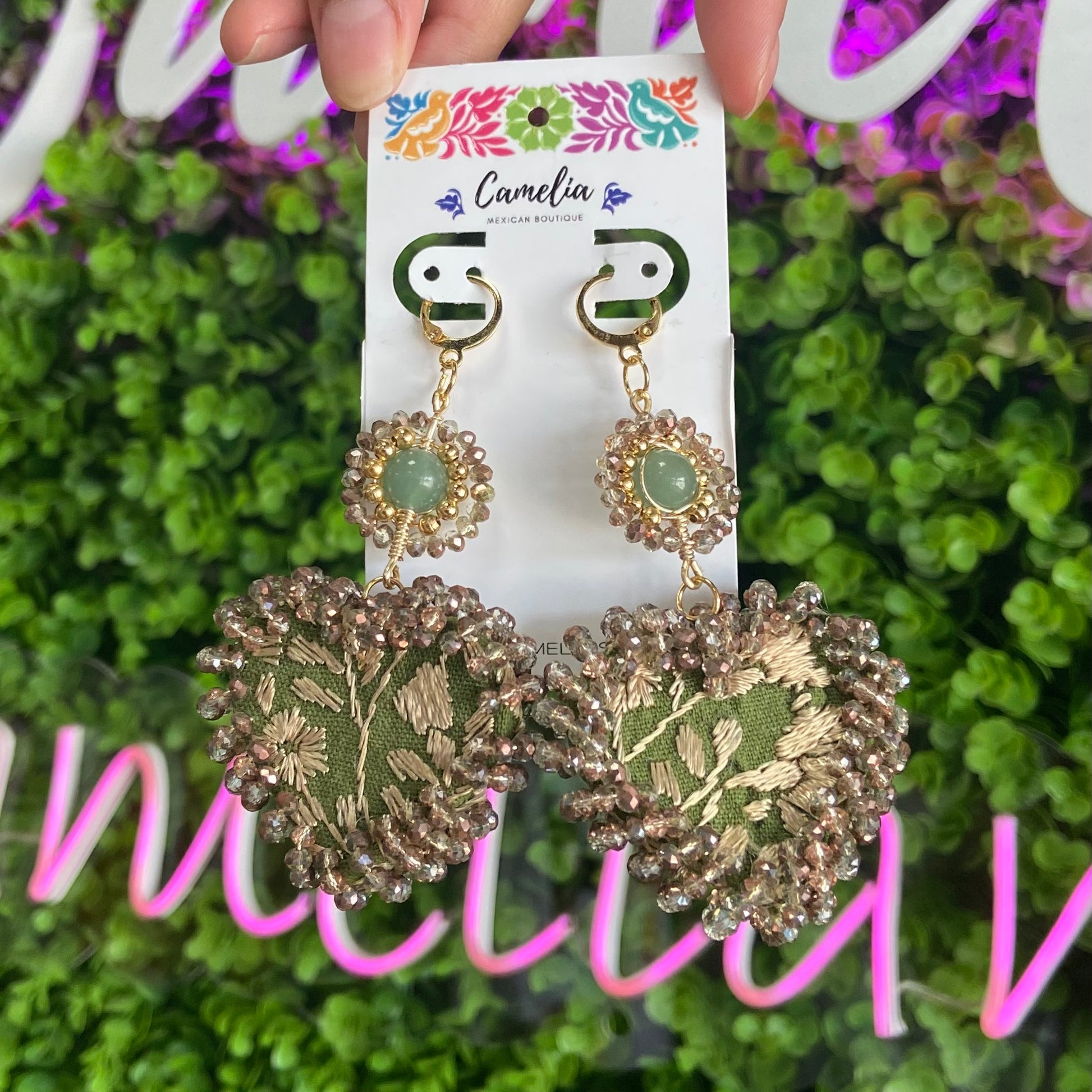 San Antonino Embroidered Heart Beaded Earrings San Antonino Embroidered Heart Beaded Earrings
