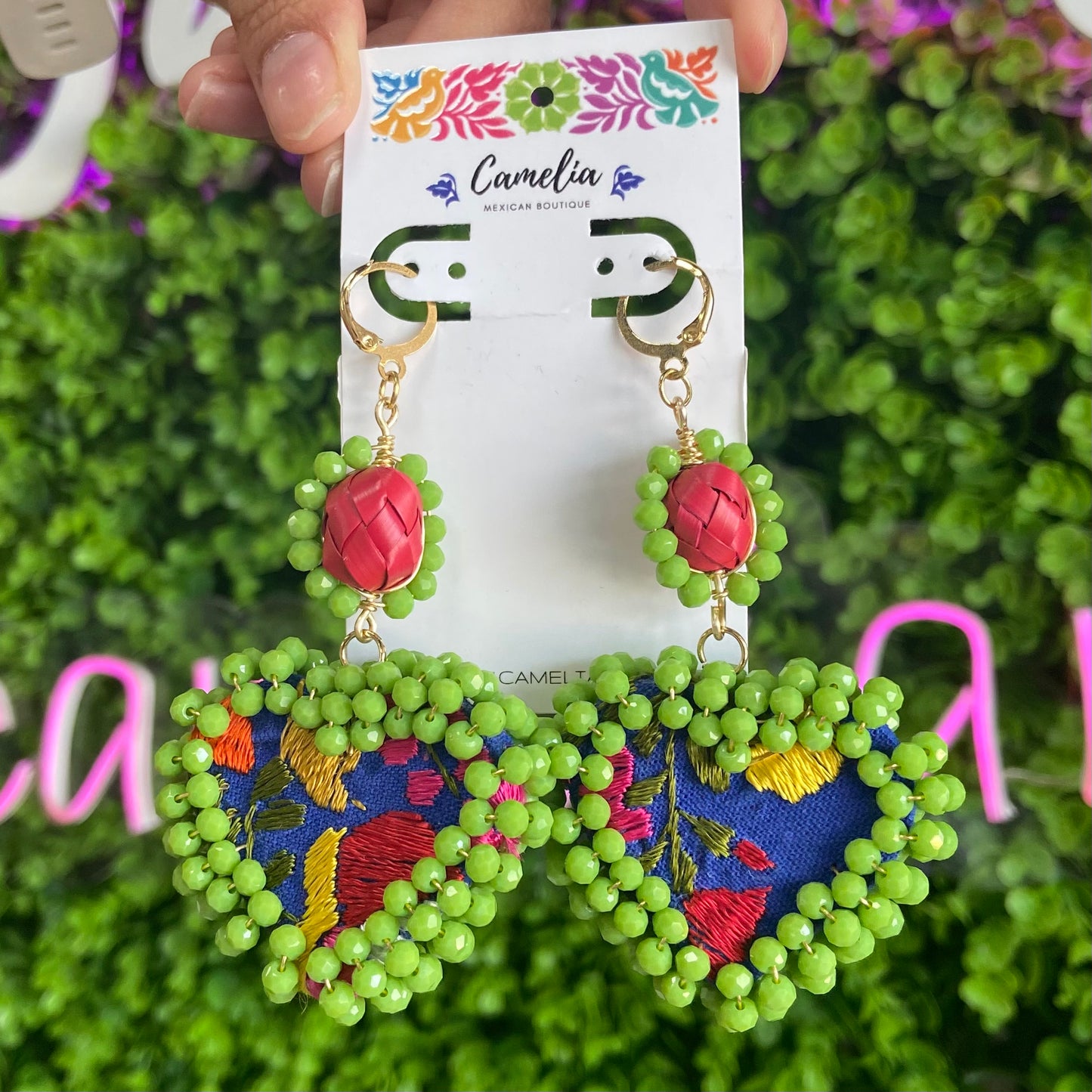 San Antonino Embroidered Heart Beaded Earrings San Antonino Embroidered Heart Beaded Earrings