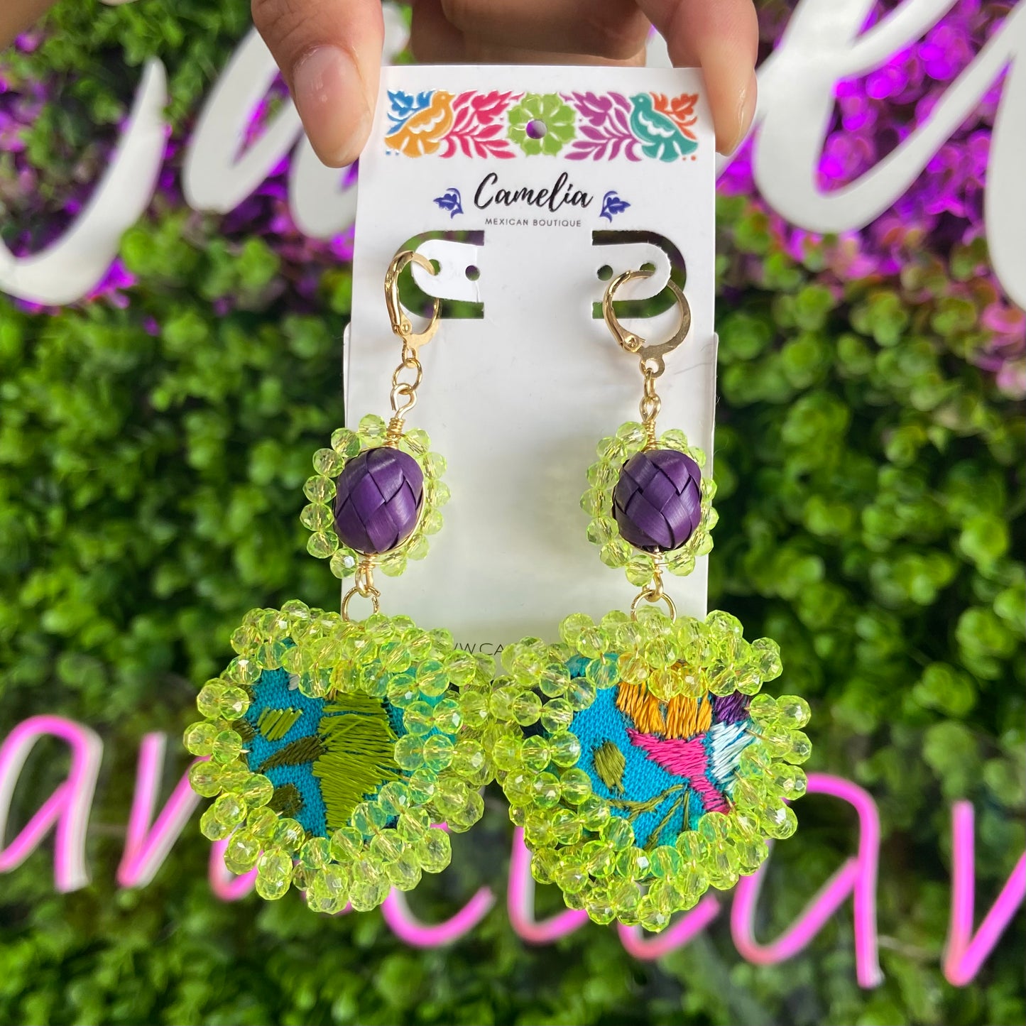San Antonino Embroidered Heart Beaded Earrings San Antonino Embroidered Heart Beaded Earrings