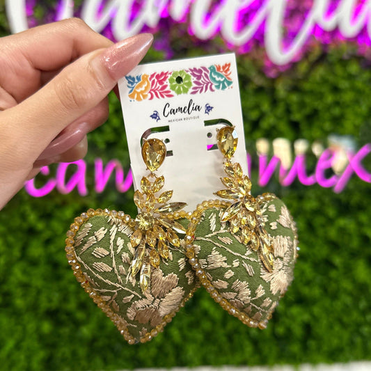 San Antonino Embroidered Heart Crystal Earrings San Antonino Embroidered Heart Crystal Earrings