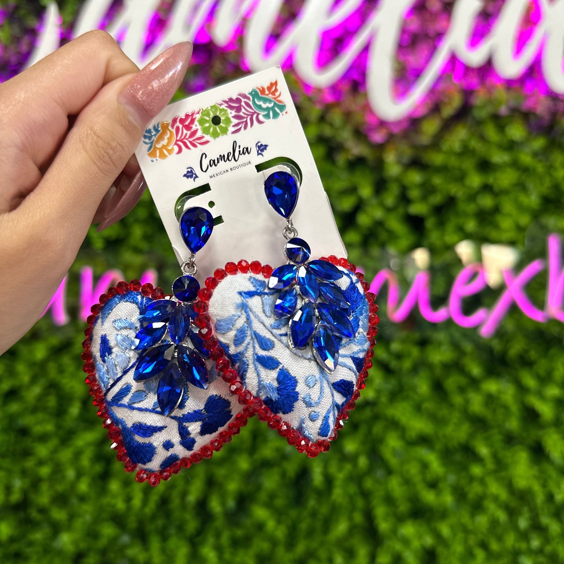 San Antonino Embroidered Heart Crystal Earrings San Antonino Embroidered Heart Crystal Earrings