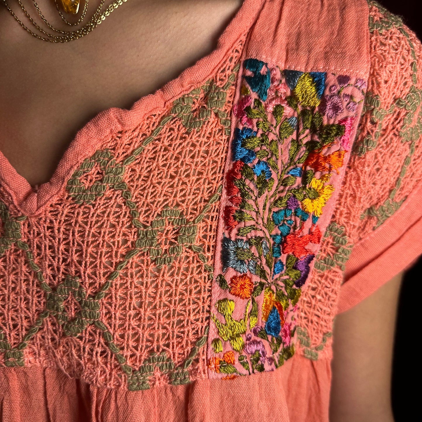 San Antonino Embroidered Lace Neck Dress San Antonino Embroidered Lace Neck Dress