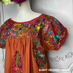 San Antonino Gala Mexican Dress - Burnt Orange Long