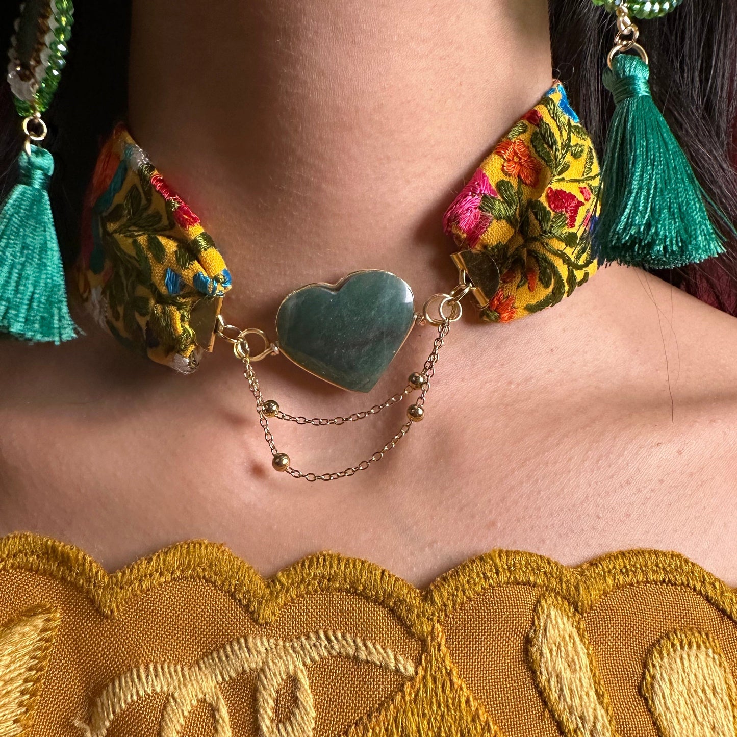 San Antonino Jade Crystal Choker - Heart Shaped San Antonino Jade Crystal Choker - Heart Shaped