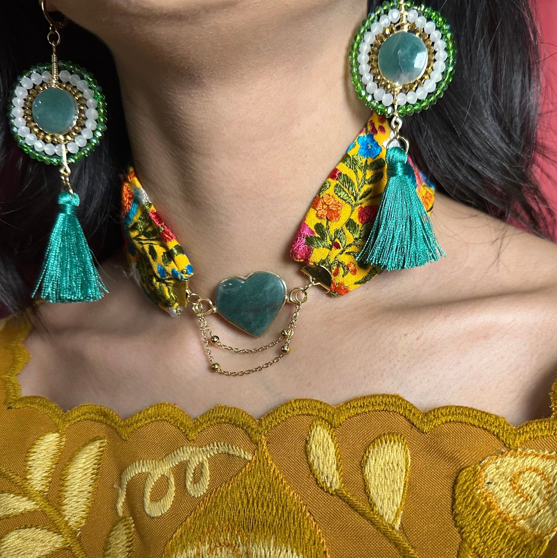 San Antonino Jade Crystal Choker - Heart Shaped San Antonino Jade Crystal Choker - Heart Shaped