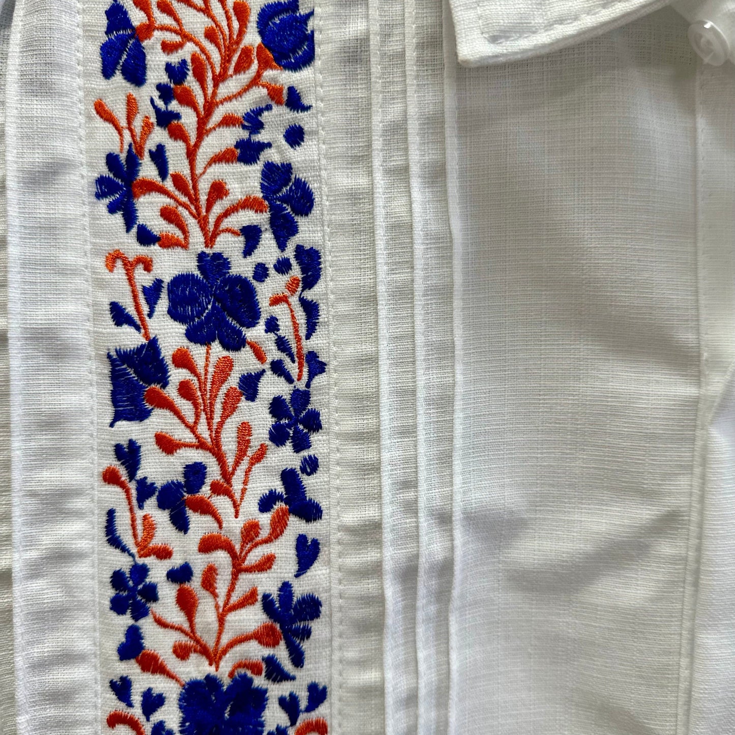 San Antonino Men's Linen Guayabera - Blue Orange San Antonino Men's Linen Guayabera - Blue Orange