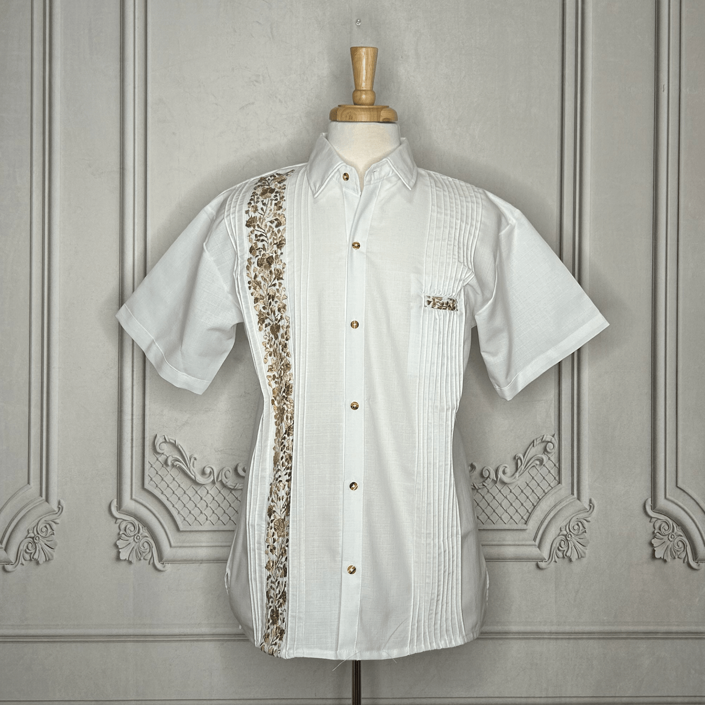 San Antonino Men's Linen Guayabera - Gold