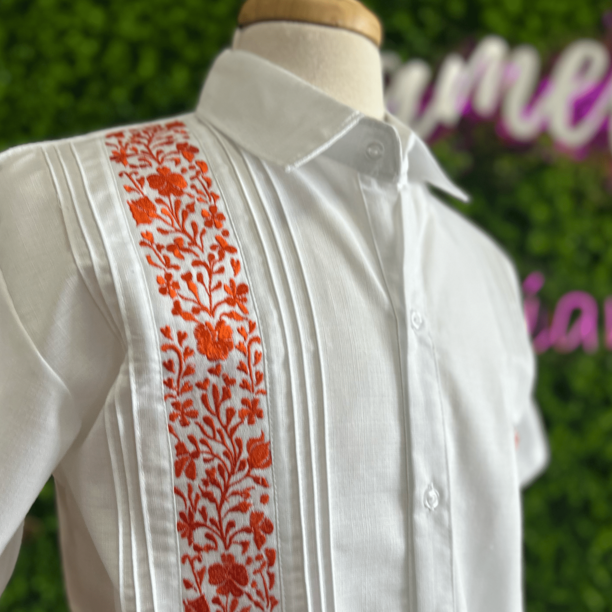 San Antonino Men's Linen Guayabera - Orange San Antonino Men's Linen Guayabera - Orange