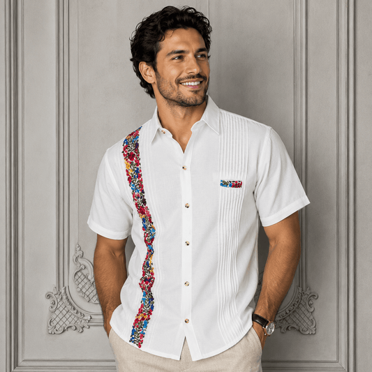 San Antonino Men's Short Sleeve Linen Guayabera - Multi San Antonino Men's Short Sleeve Linen Guayabera - Multi