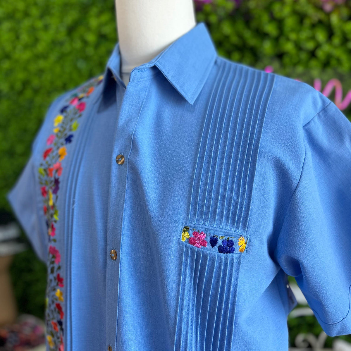 San Antonino Men's Short Sleeve Linen Guayabera - Plumbago San Antonino Men's Short Sleeve Linen Guayabera - Plumbago
