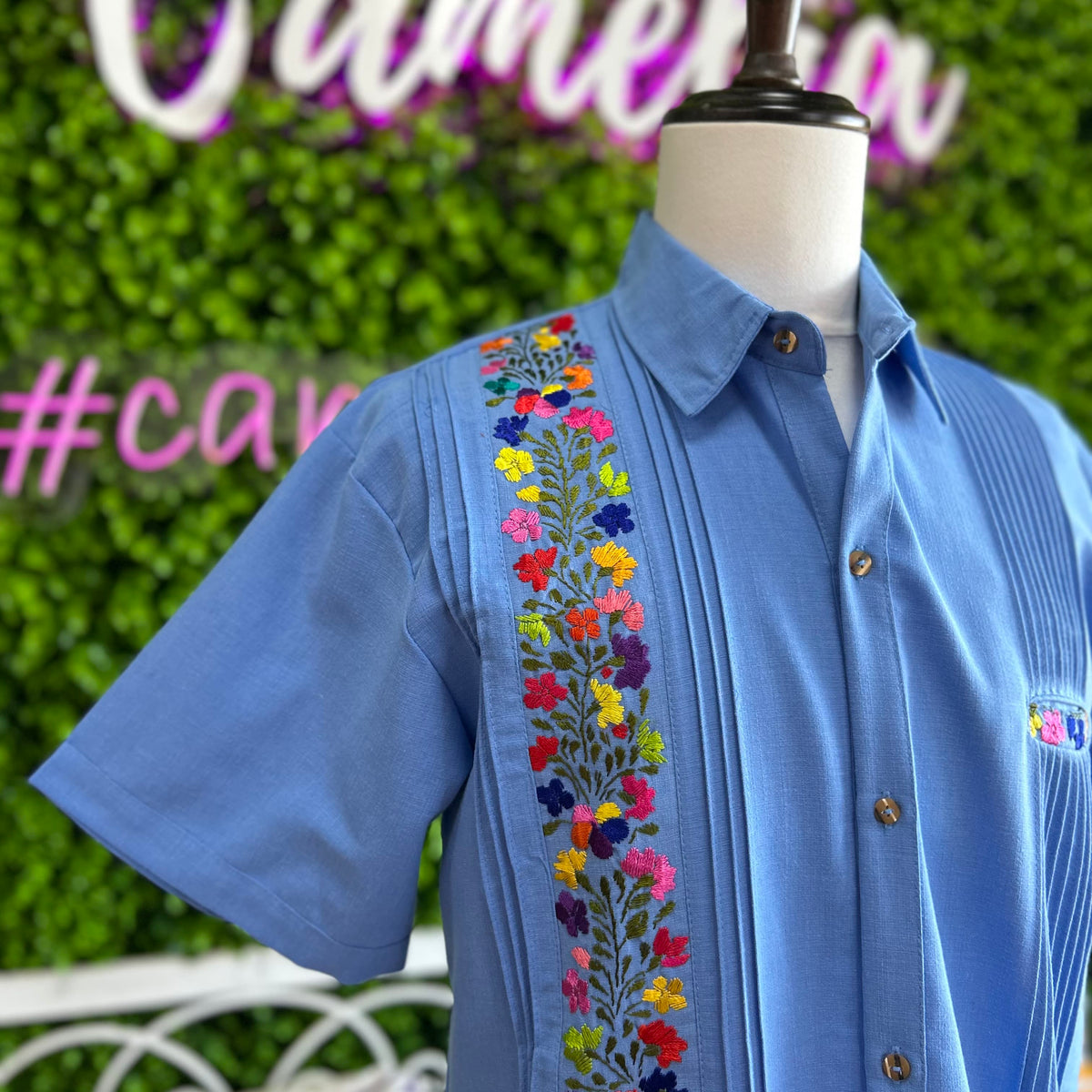 San Antonino Men's Short Sleeve Linen Guayabera - Plumbago San Antonino Men's Short Sleeve Linen Guayabera - Plumbago