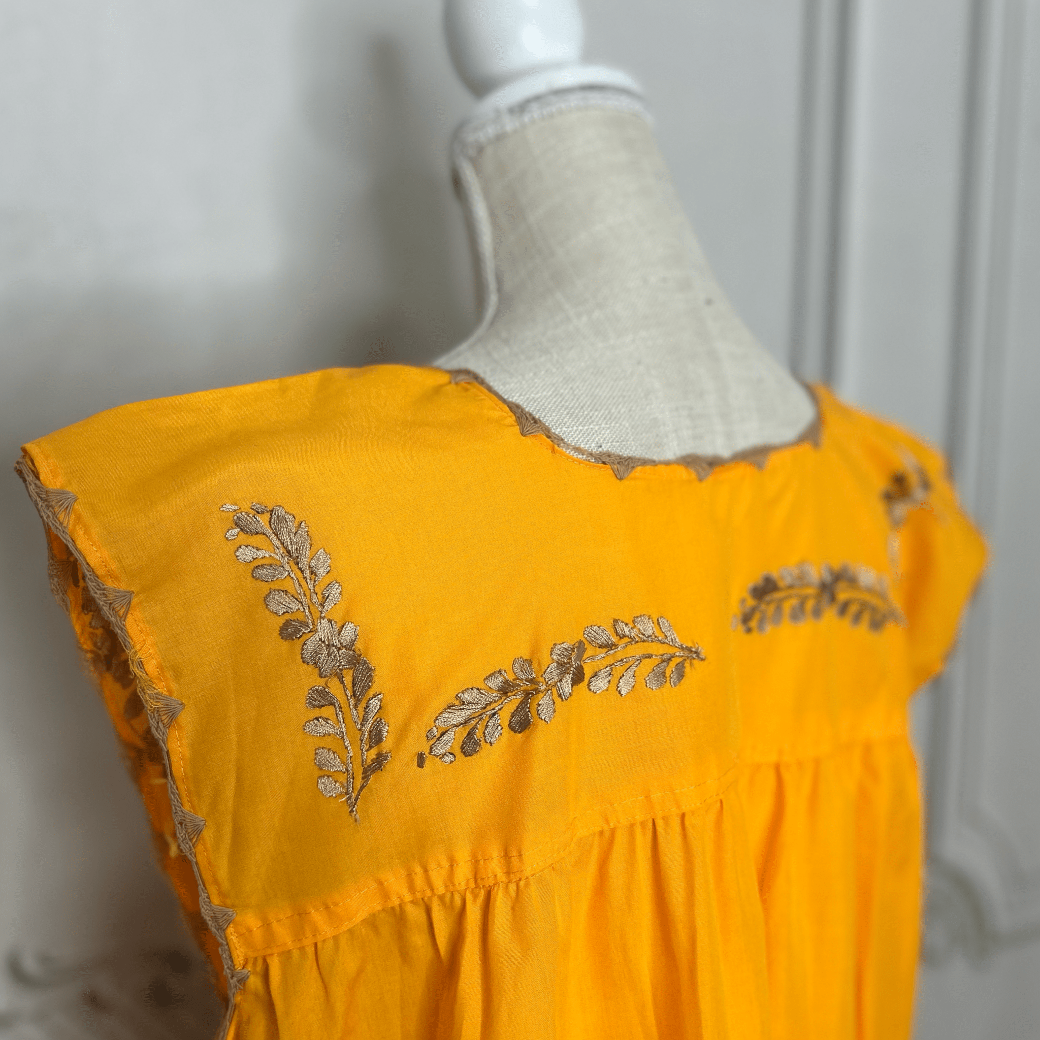 San Antonino Mexican Sleeveless Dress - Gold San Antonino Mexican Sleeveless Dress - Gold