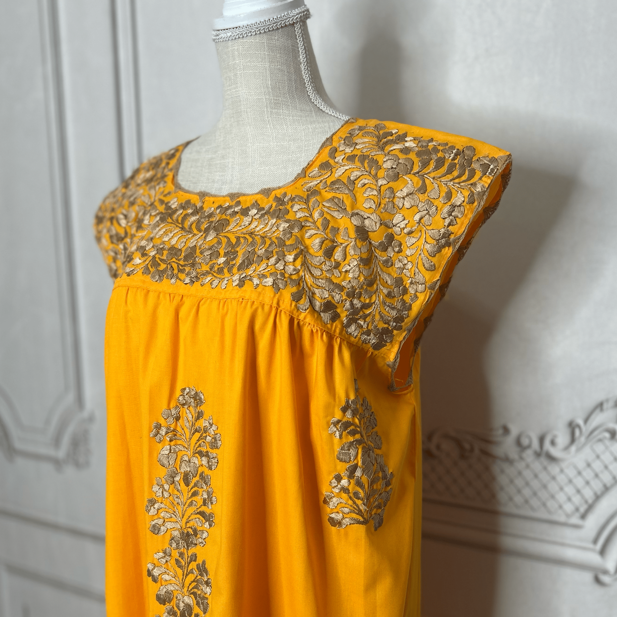 San Antonino Mexican Sleeveless Dress - Gold San Antonino Mexican Sleeveless Dress - Gold