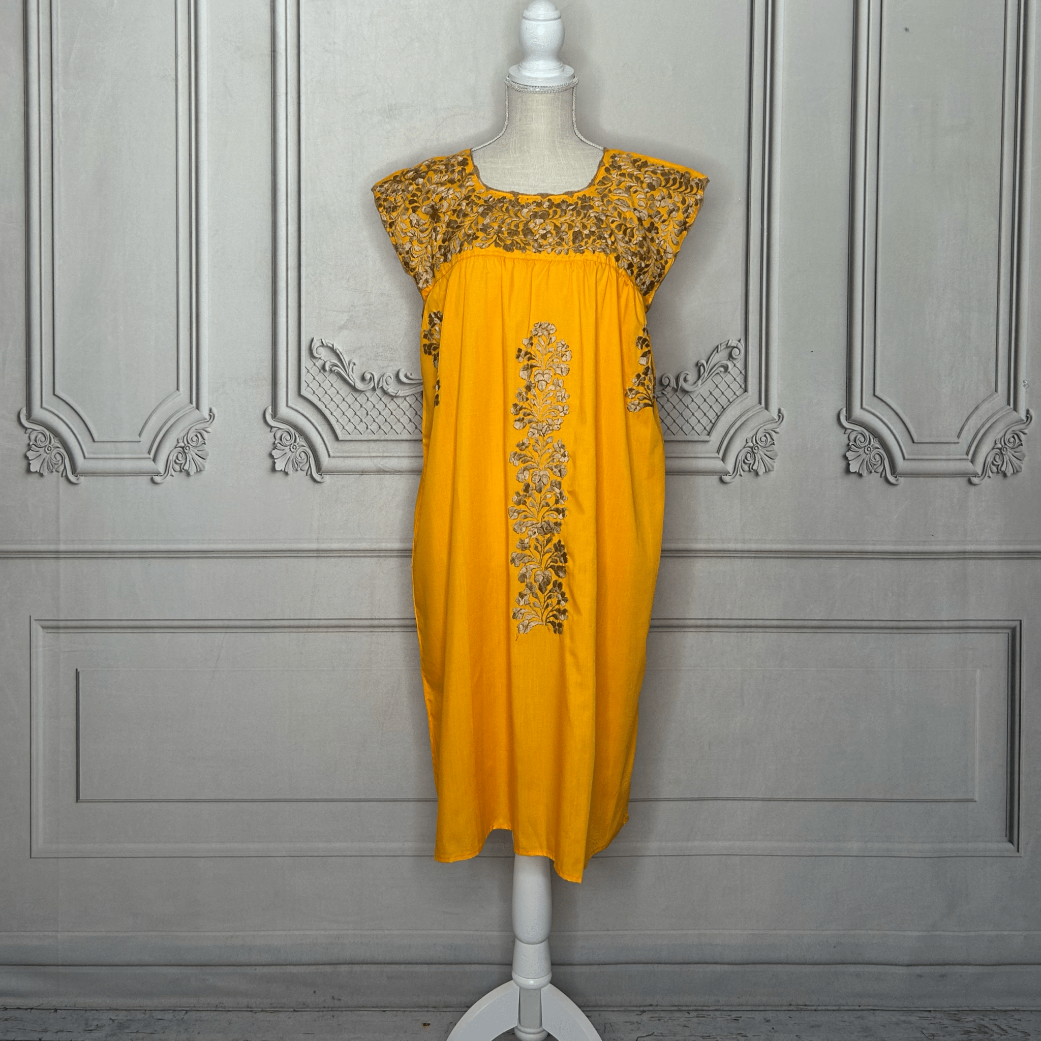 San Antonino Mexican Sleeveless Dress - Gold San Antonino Mexican Sleeveless Dress - Gold