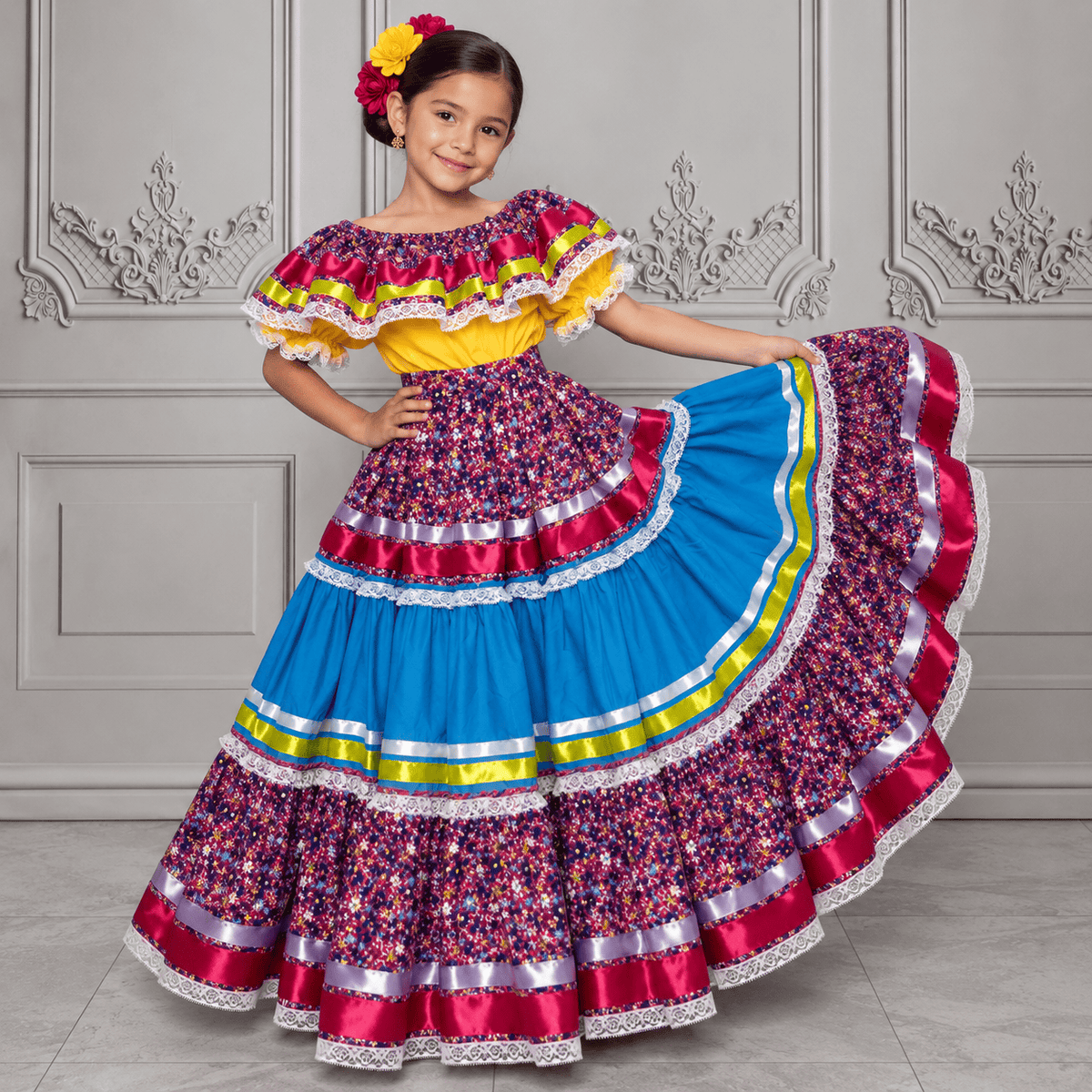Sinaloa Mestizo Dress for Girls - Flor de Amapa Sinaloa Mestizo Dress for Girls - Flor de Amapa