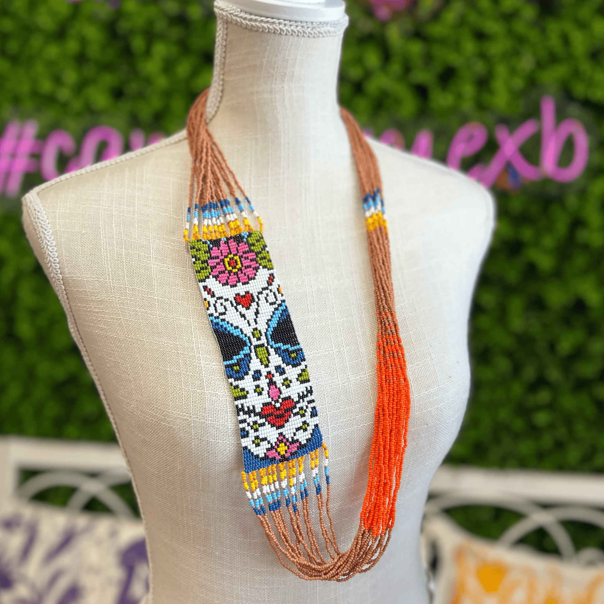 Sugar Skull 2 Beaded Necklace - Large Sugar Skull 2 Beaded Necklace - Large