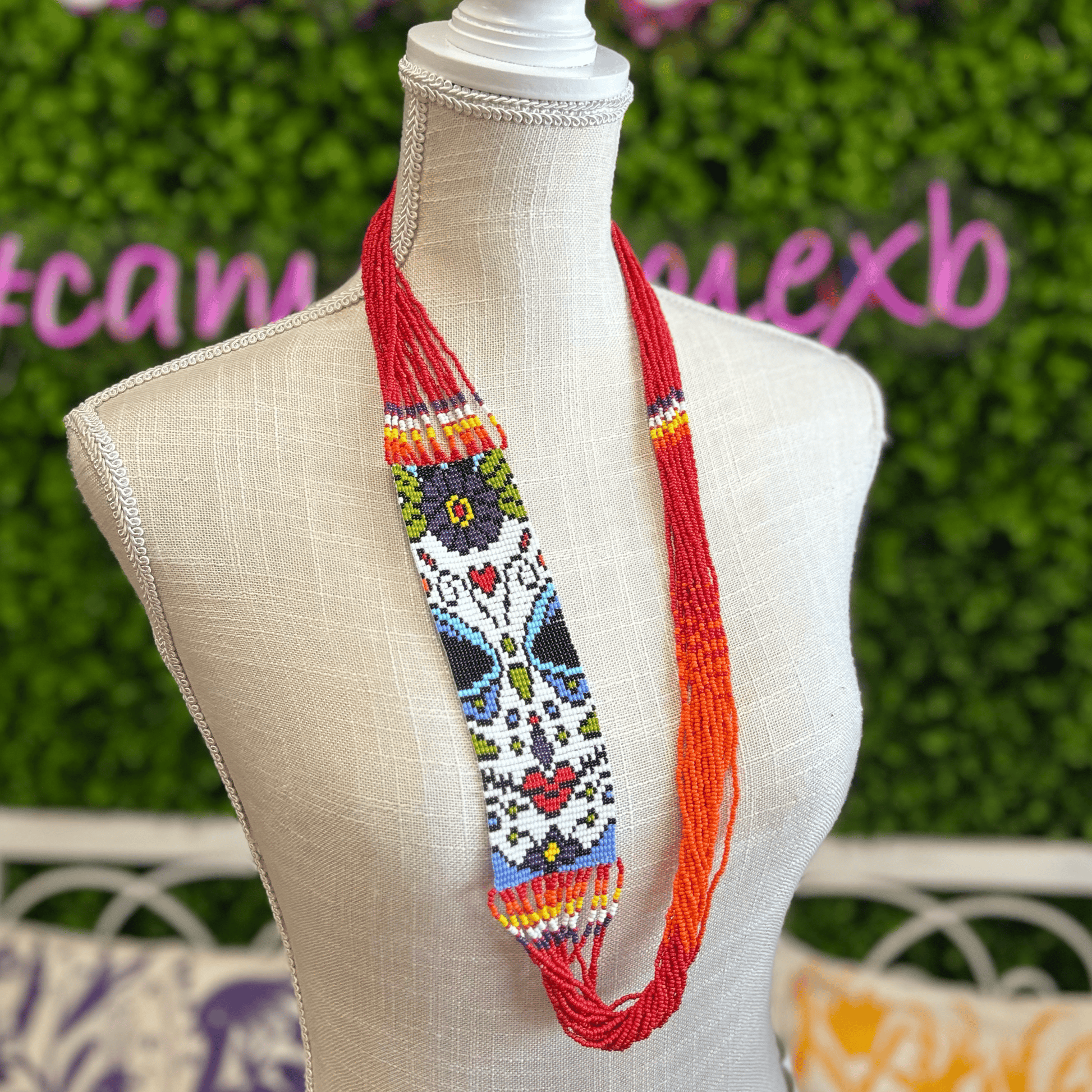 Sugar Skull 2 Beaded Necklace - Large Sugar Skull 2 Beaded Necklace - Large