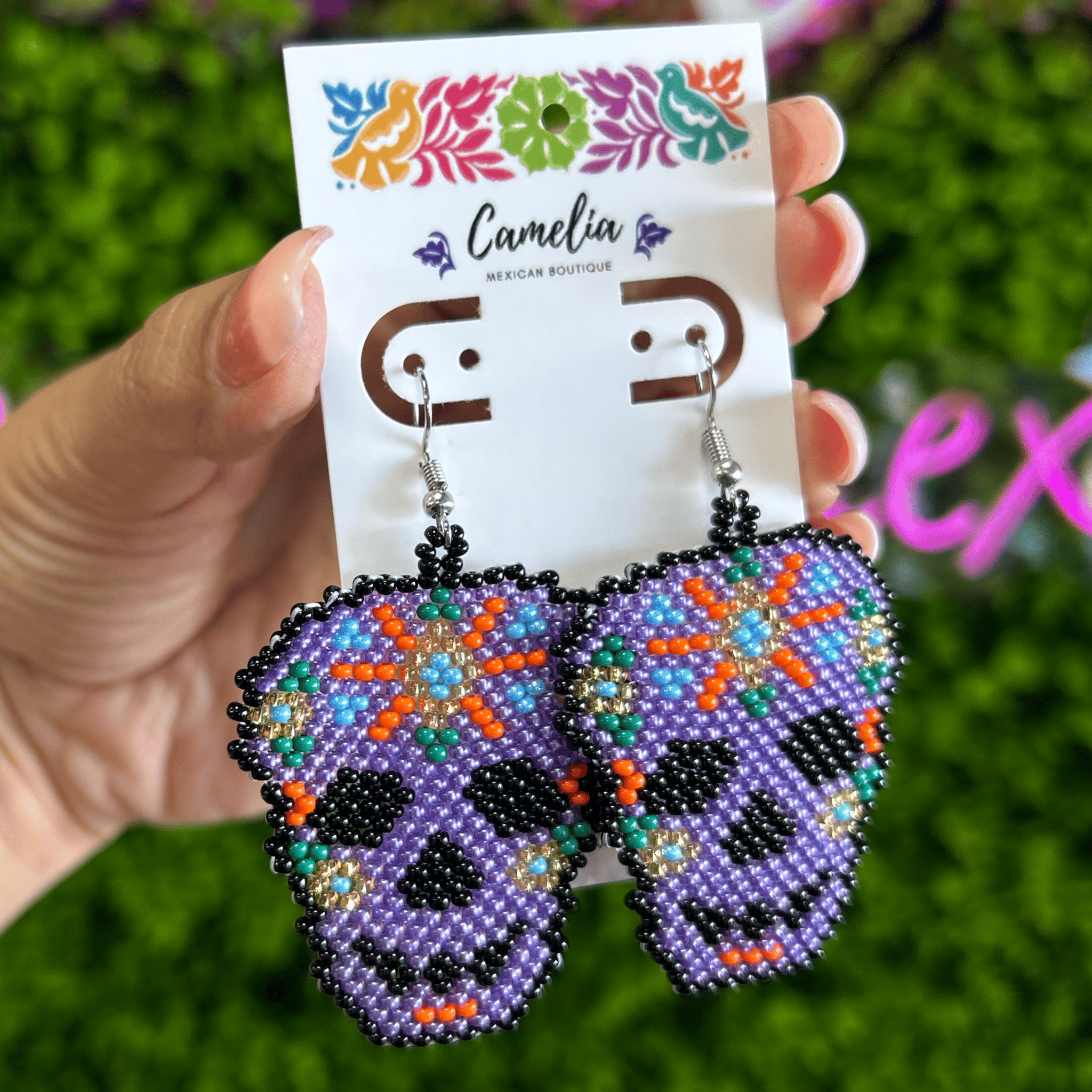 Sugar Skull Beaded Earrings - Large Sugar Skull Beaded Earrings - Large