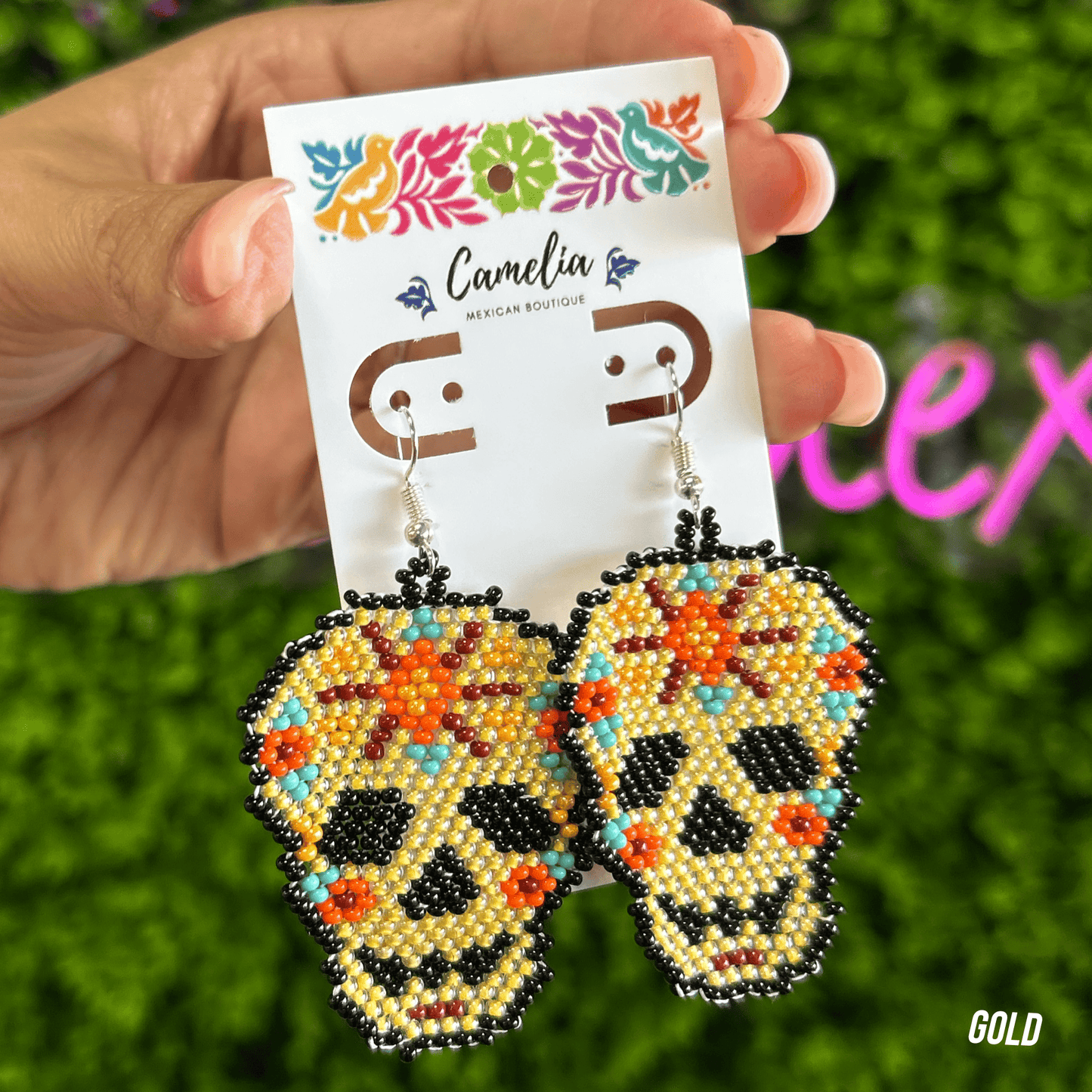 Sugar Skull Beaded Earrings - Large Sugar Skull Beaded Earrings - Large