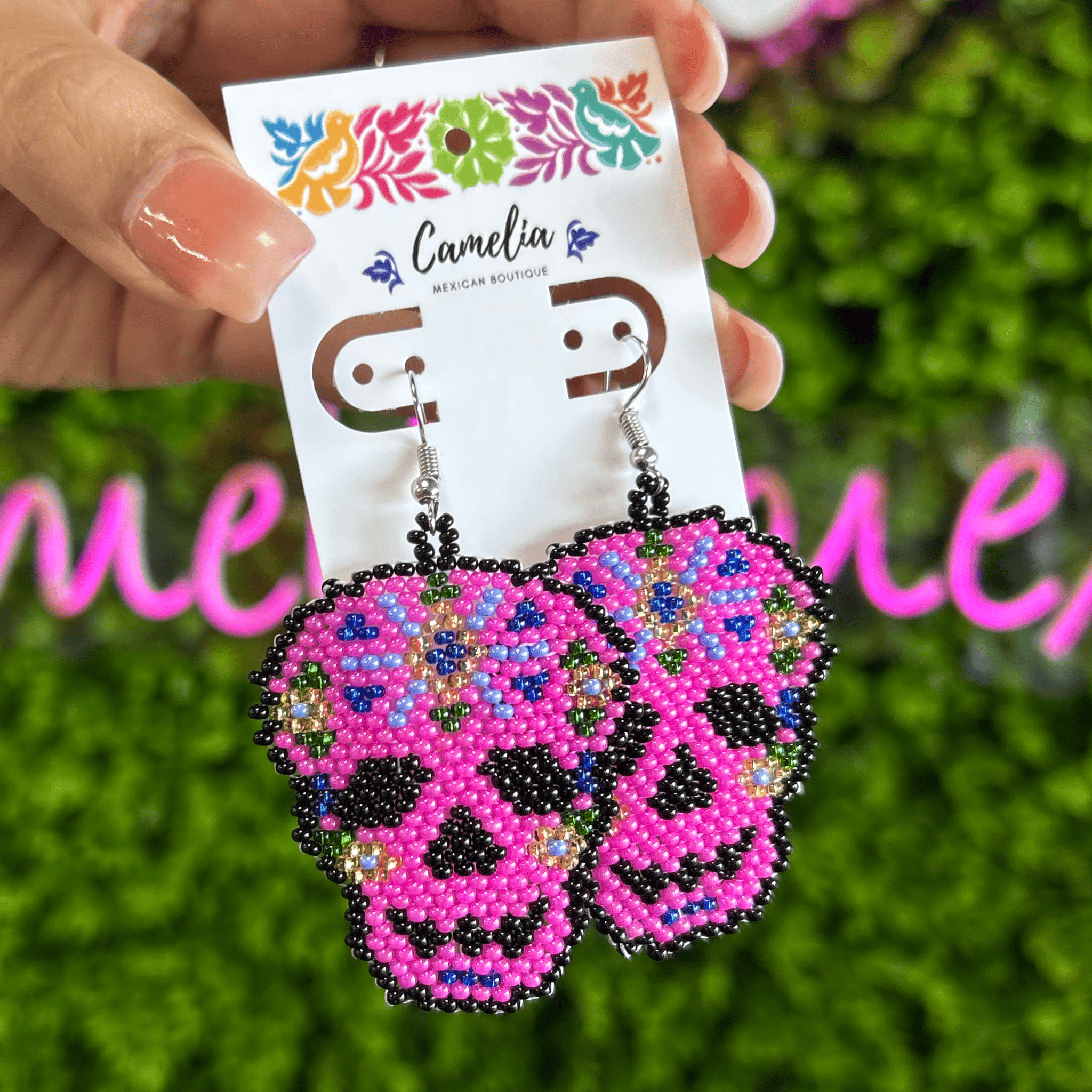 Sugar Skull Beaded Earrings - Large Sugar Skull Beaded Earrings - Large