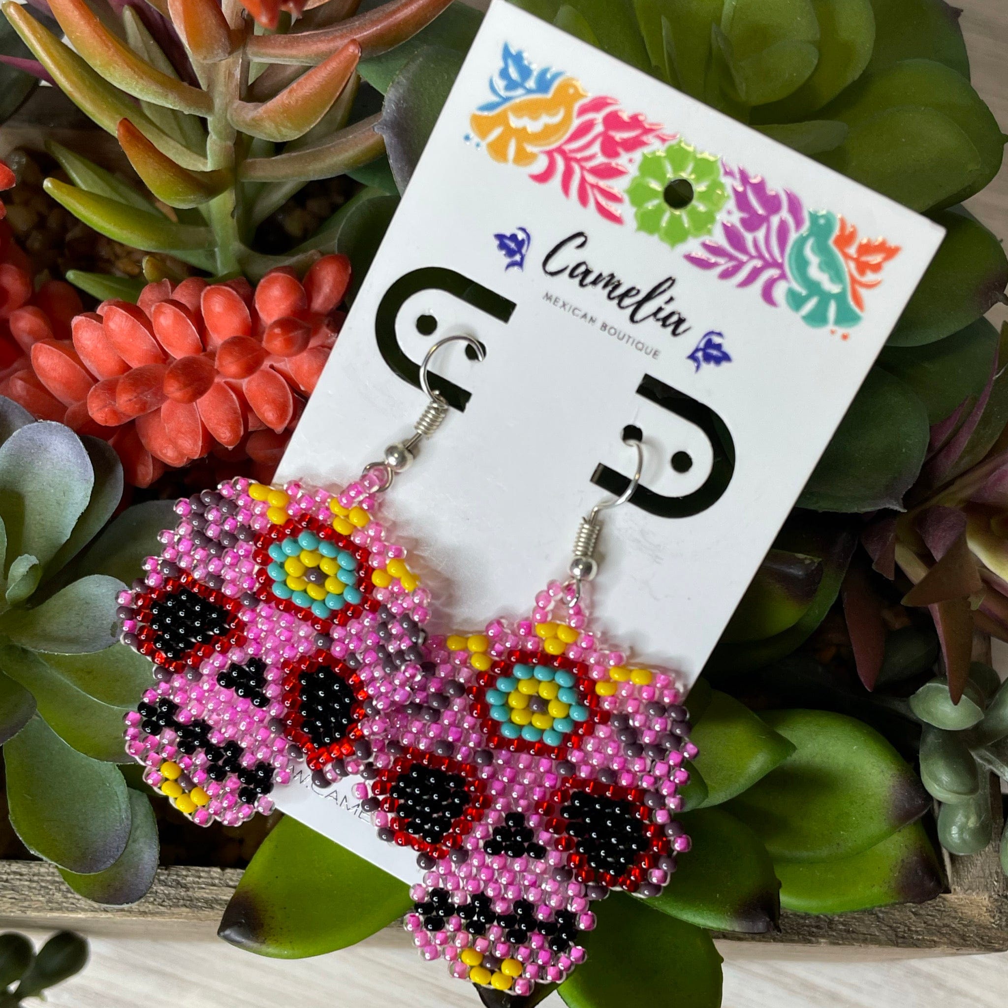 Sugar Skull Beaded Earrings - Small