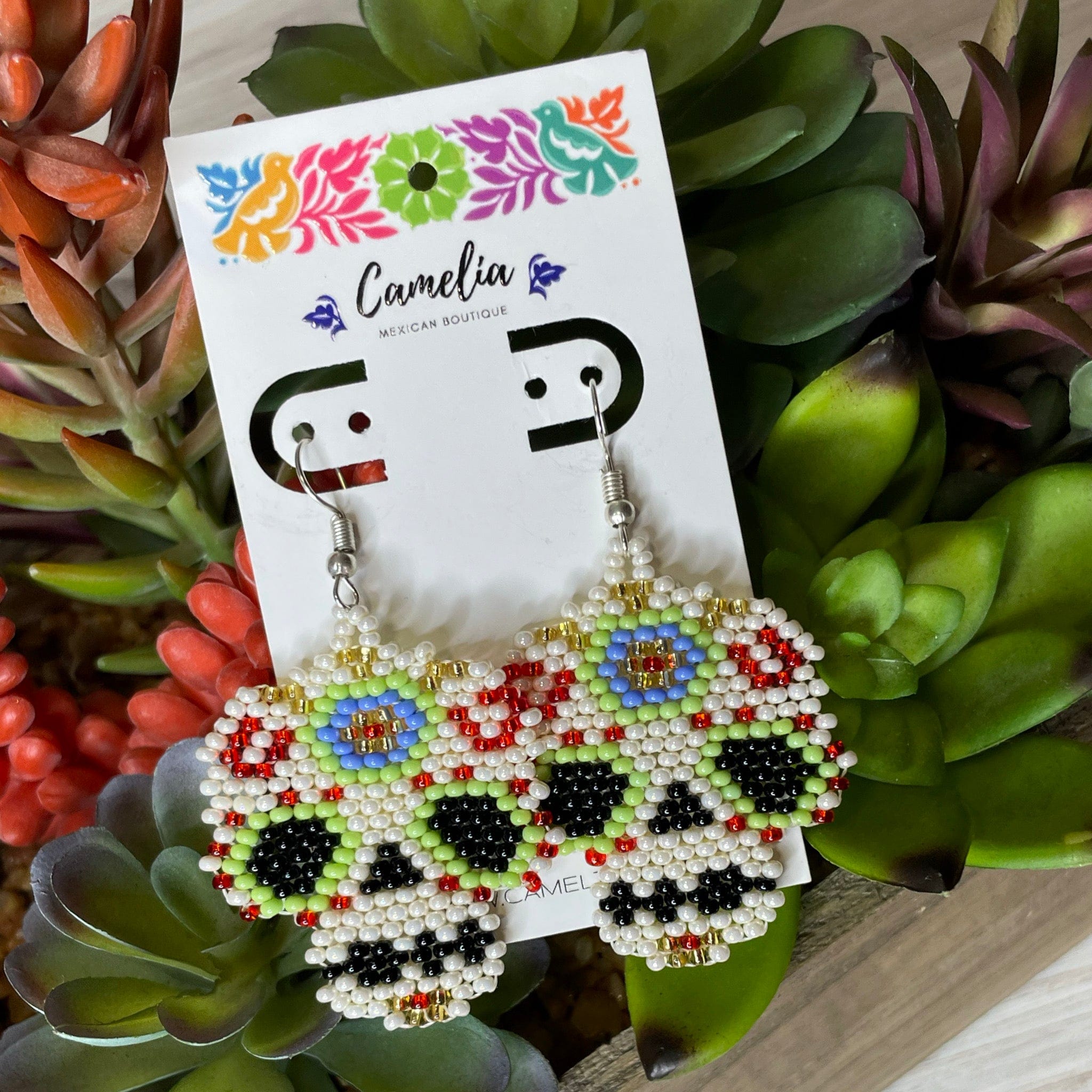 Sugar Skull Beaded Earrings - Small