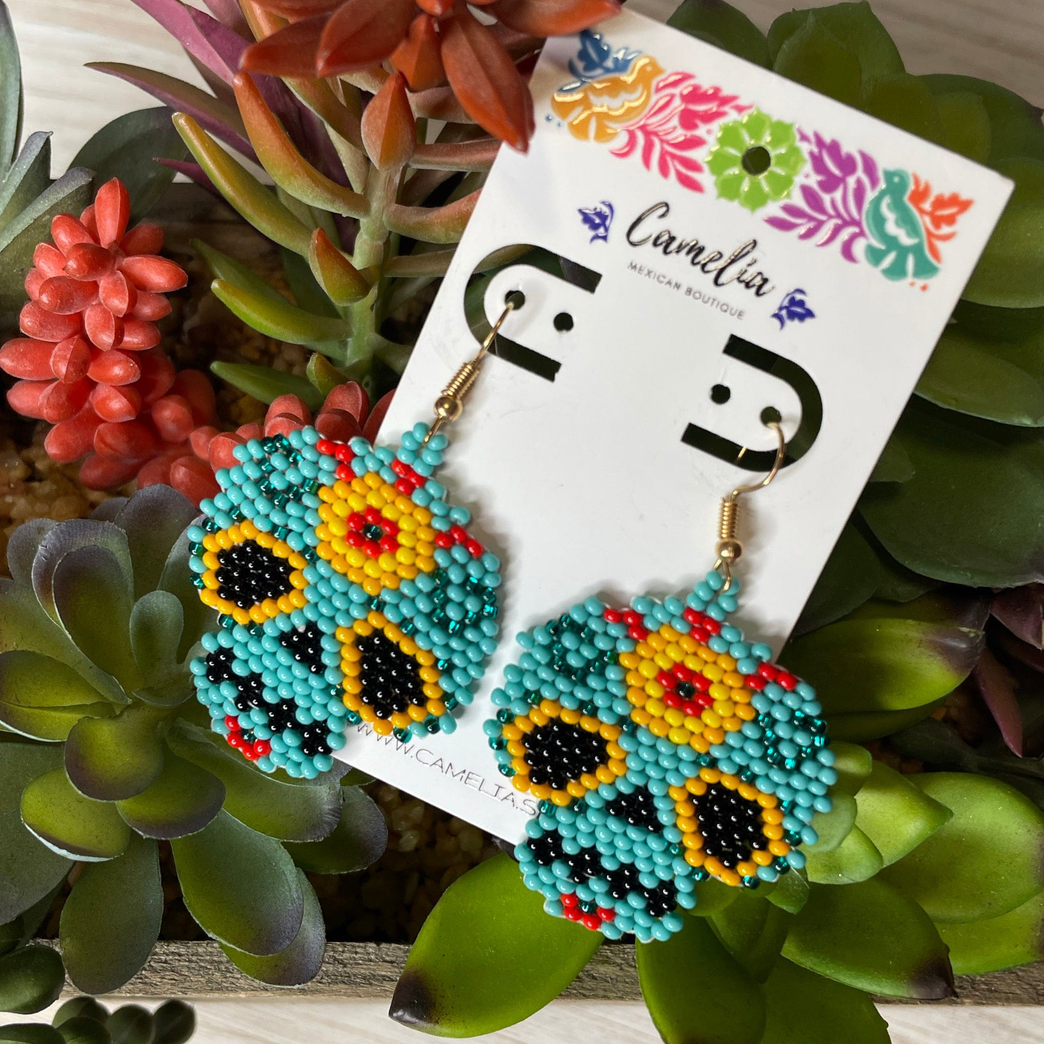Sugar Skull Beaded Earrings - Small