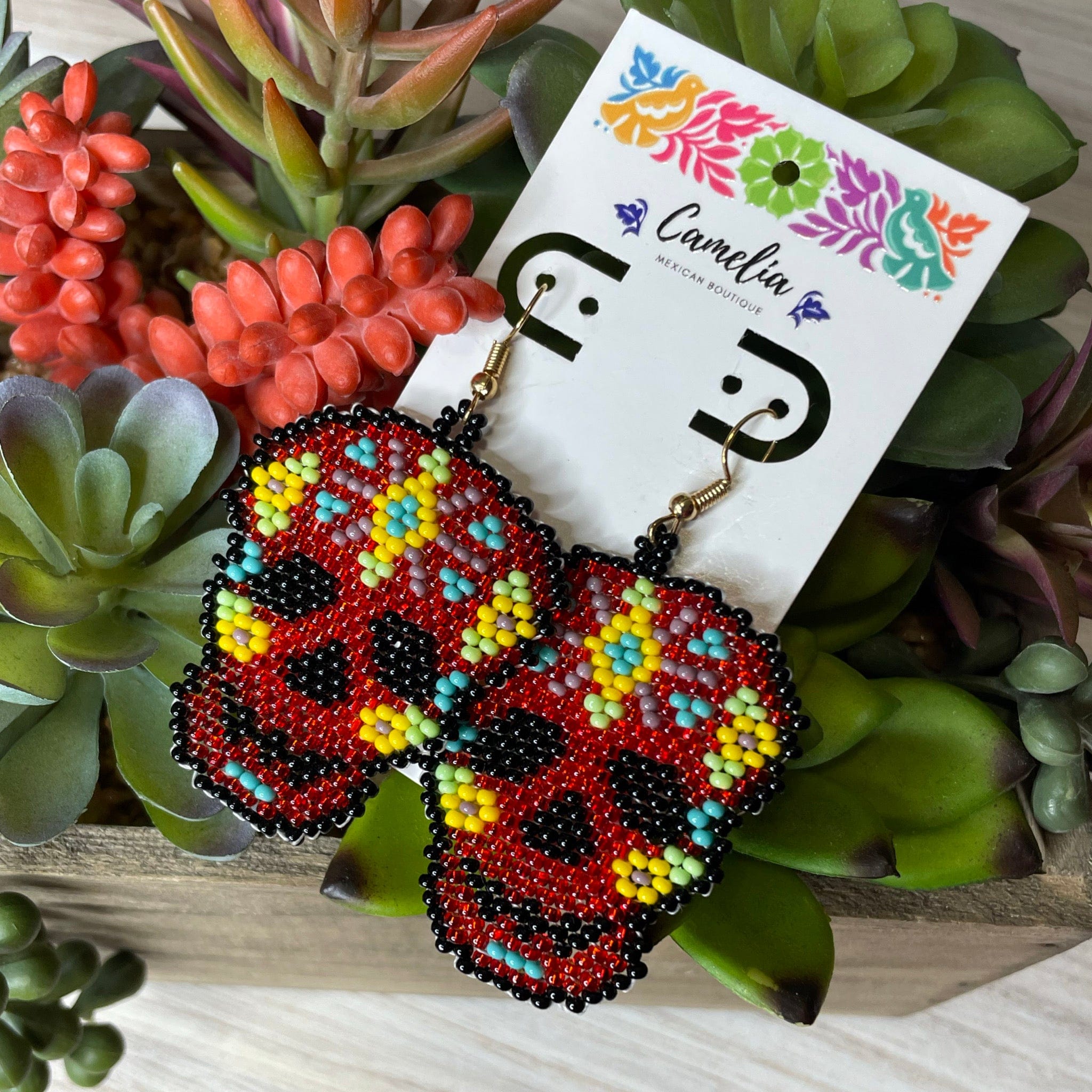 Sugar Skull Beaded Earrings - Small