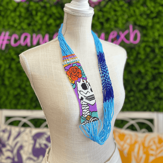 Sugar Skull Catrina Beaded Necklace - Large Sugar Skull Catrina Beaded Necklace - Large