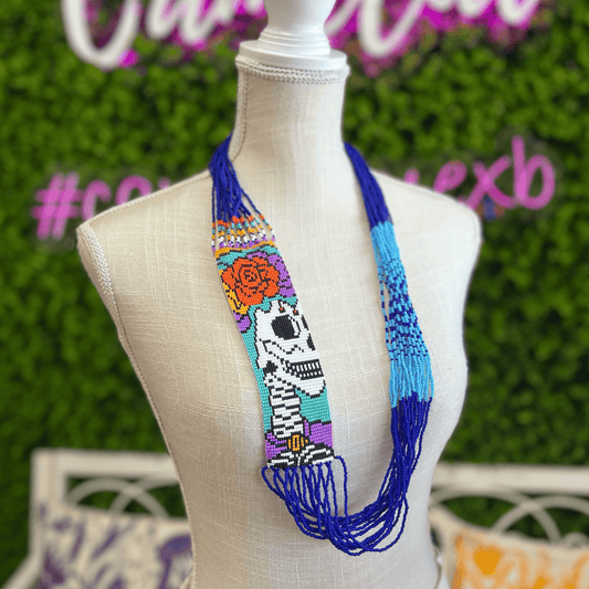 Sugar Skull Catrina Beaded Necklace - Large Sugar Skull Catrina Beaded Necklace - Large