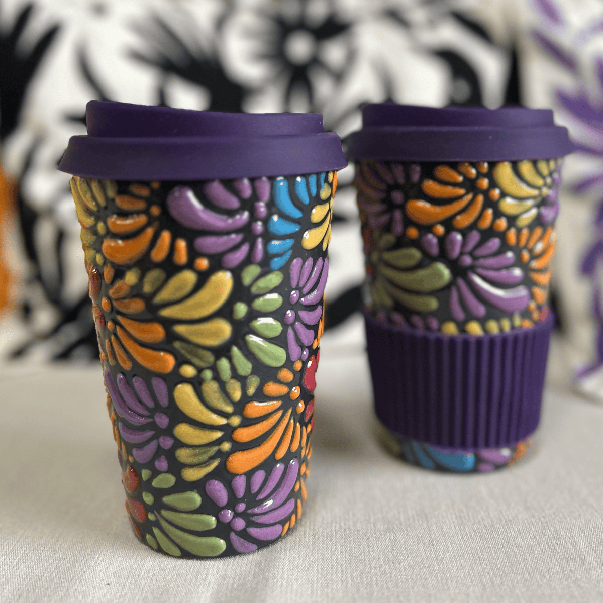 Talavera Tumbler Mug - Black Multi Talavera Tumbler Mug - Black Multi
