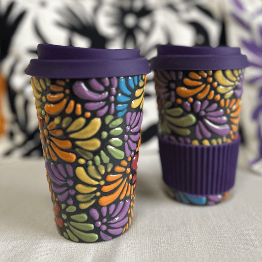 Talavera Tumbler Mug - Black Multi Talavera Tumbler Mug - Black Multi